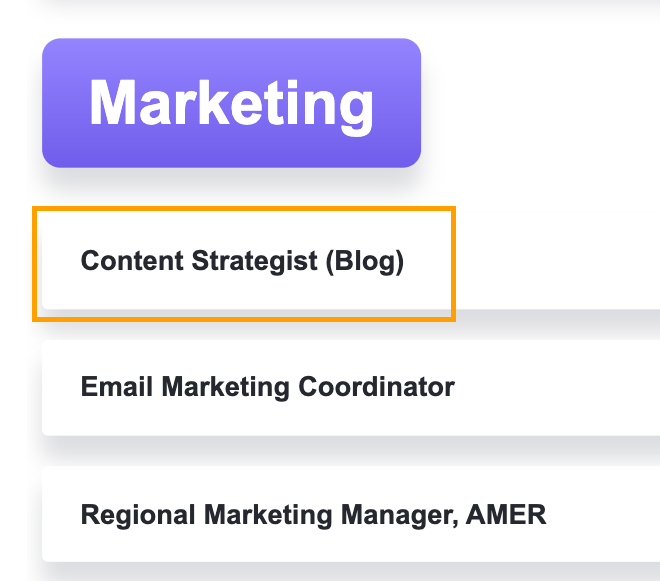 The No-Nonsense Guide to Competitive Intelligence | Example of open content-related roles on Clickup's careers page.