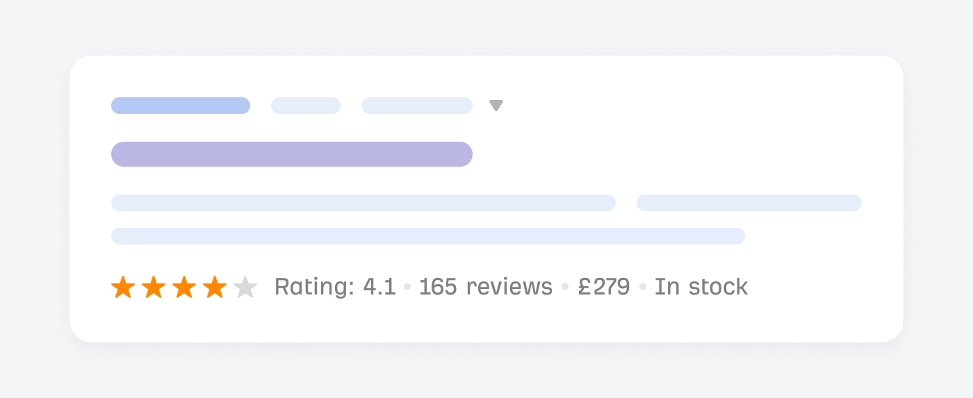 Product Page SEO: The Anatomy of a Well-Optimized Page | Illustration: pricing, rating and reviews