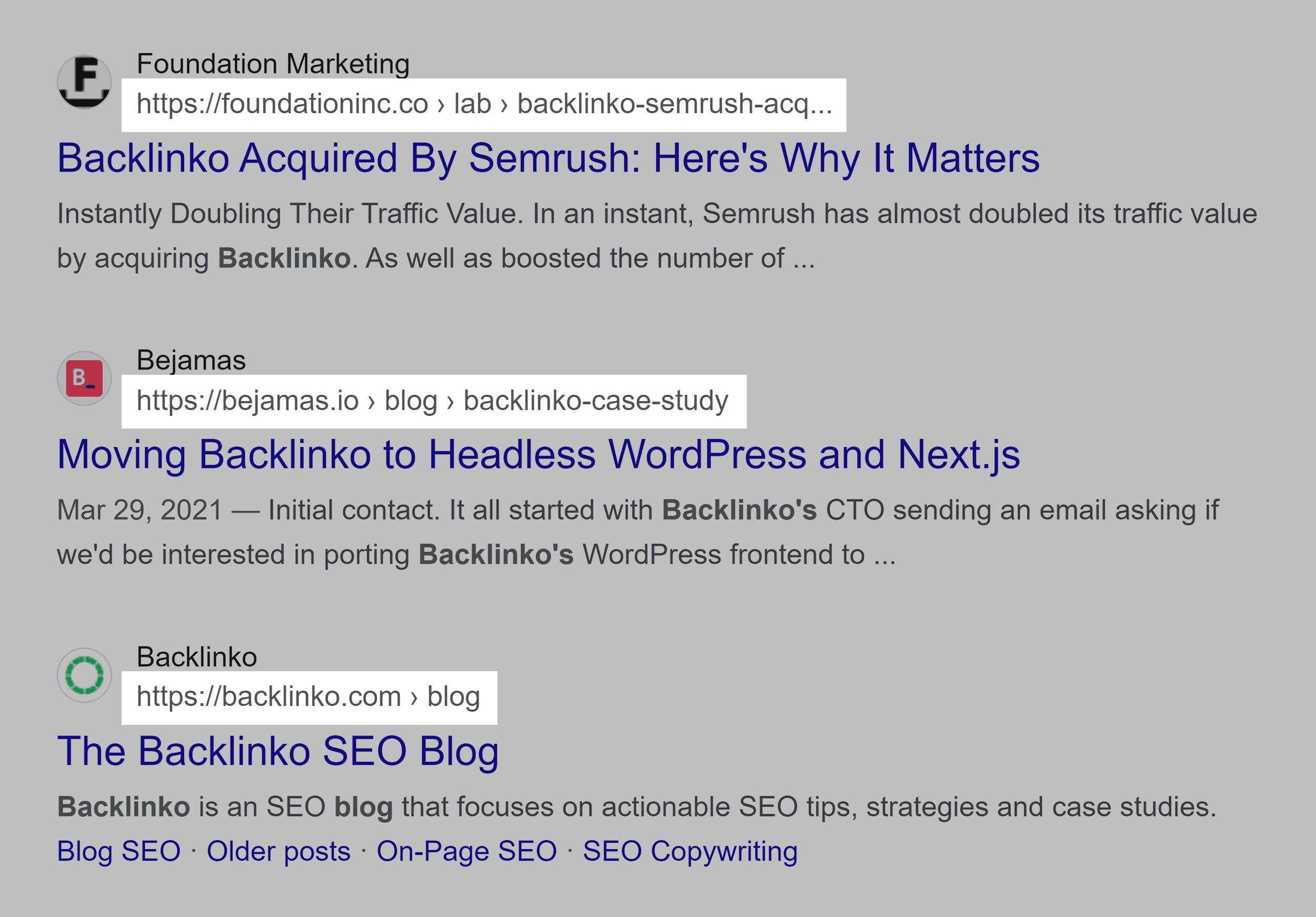 Google SERP – URLs