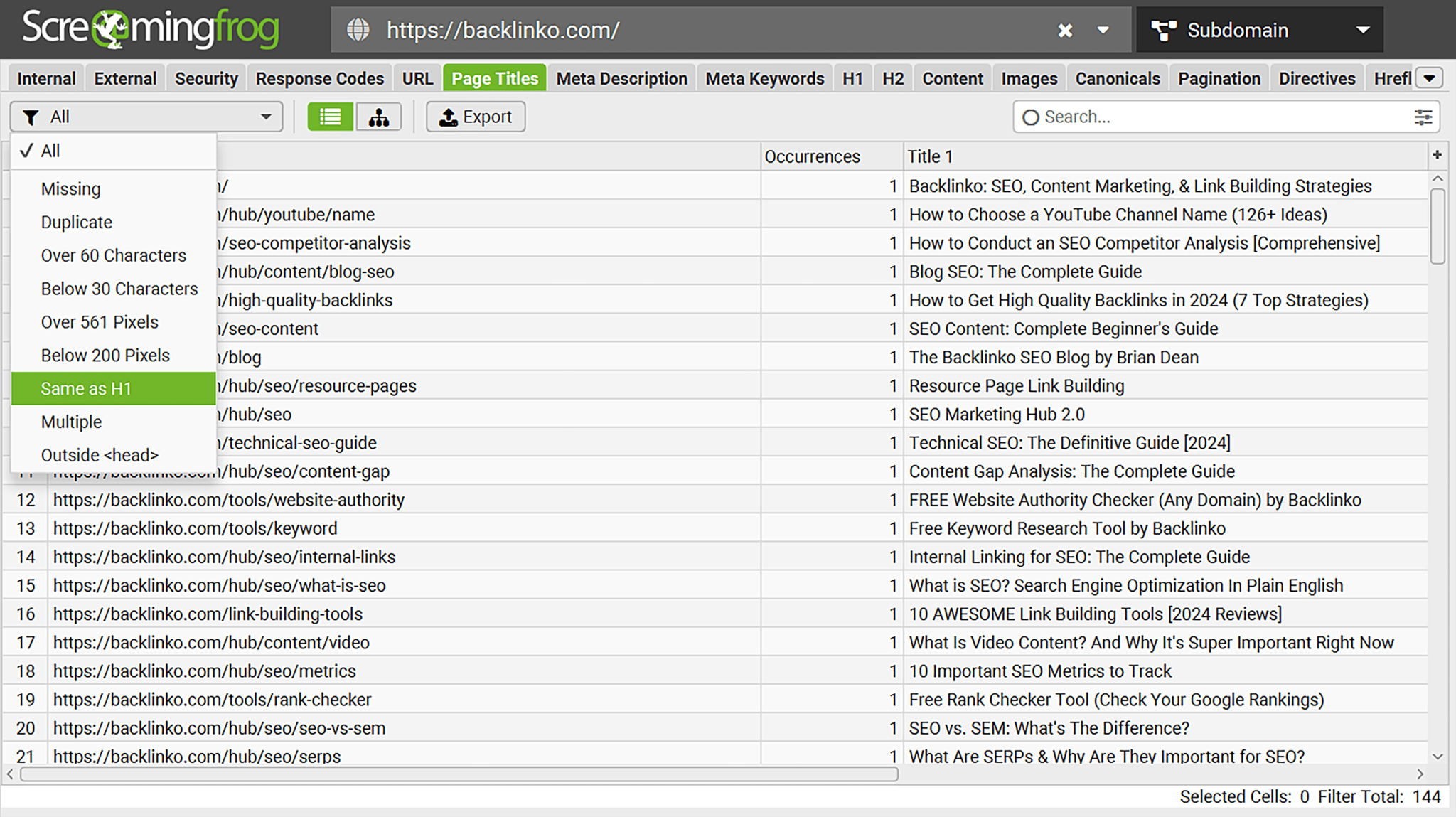 screamingfrog-page-titles 9 Powerful SEO Software Tools Used by 7-Figure Agencies