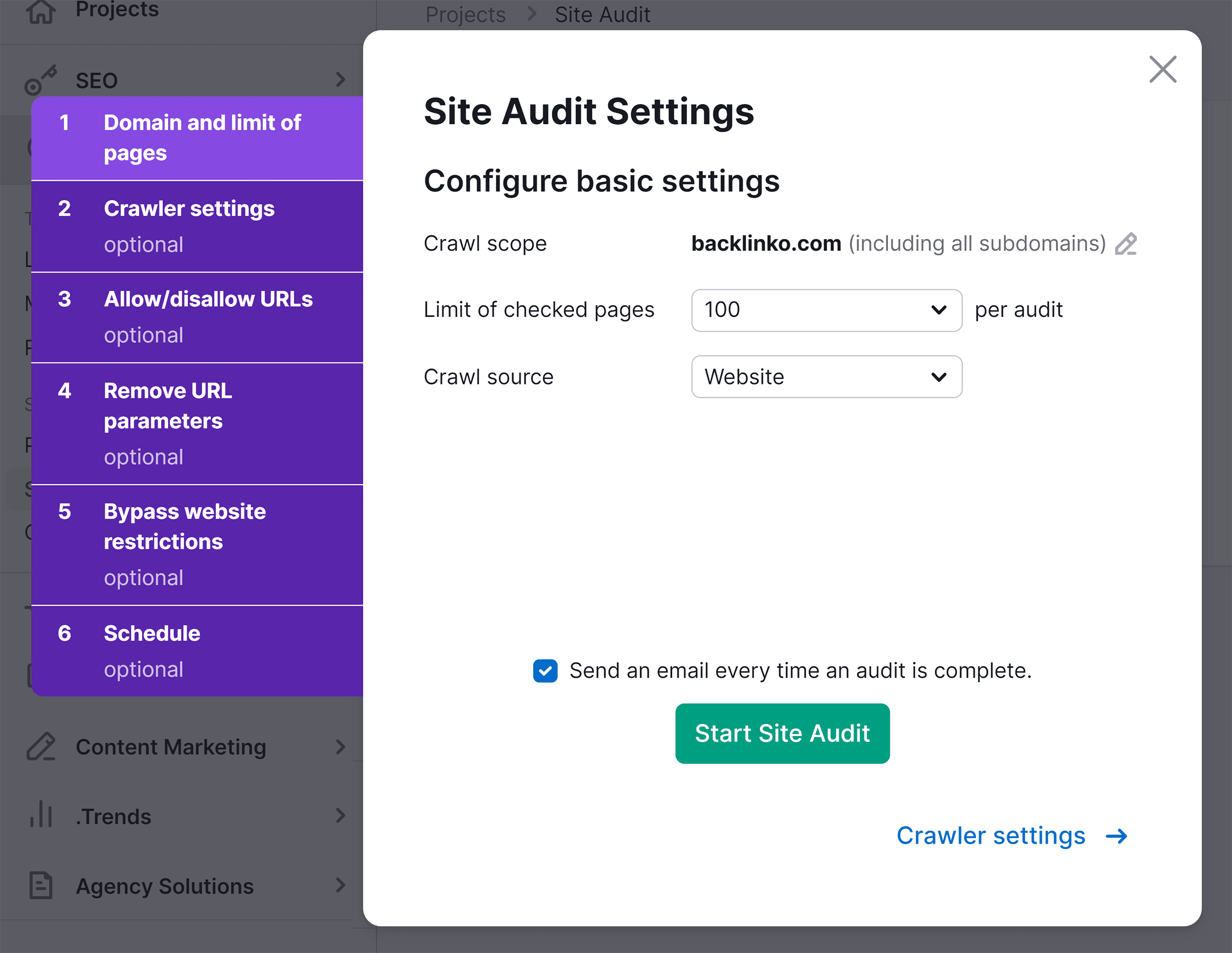 Site Audit – Start Site Audit – Start