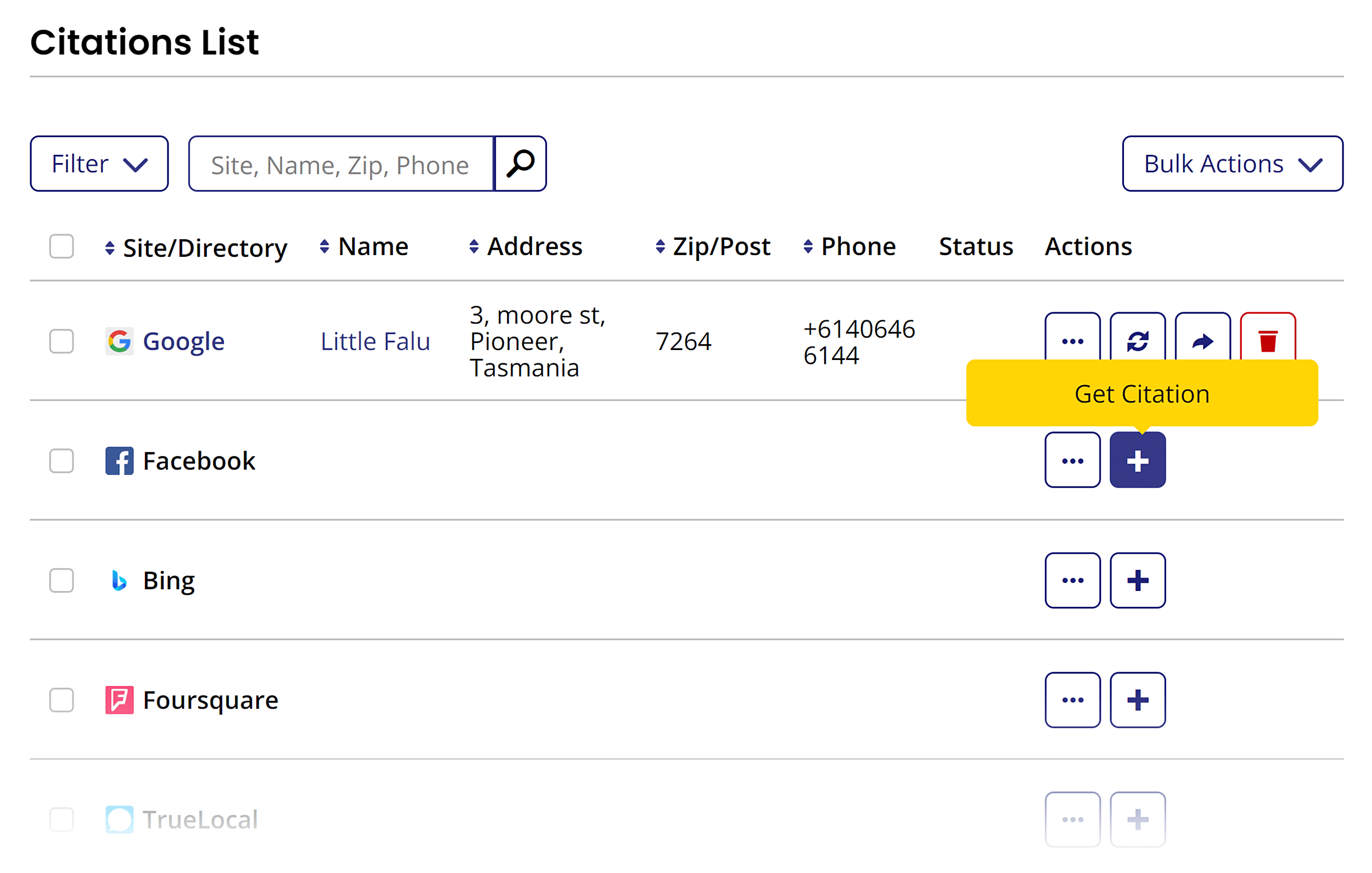 BrightLocal – Citations list