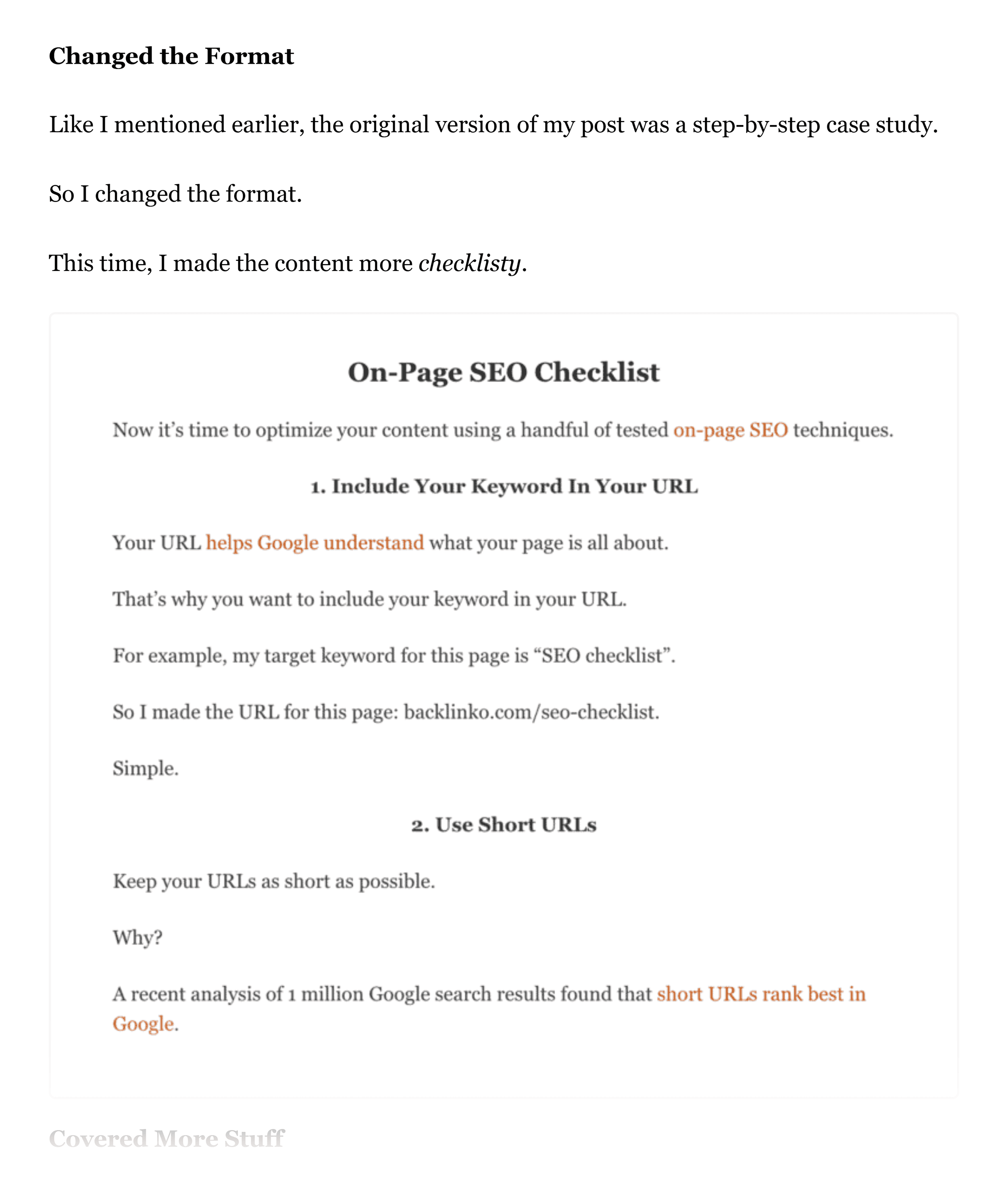 Change of format Change of format