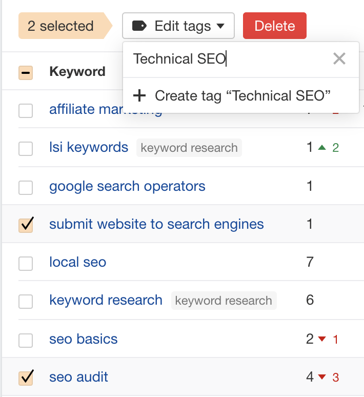 Steal Our SEO Report Template (Inspired by SEO Experts) | Dropdown options for keywords in Rank Tracker