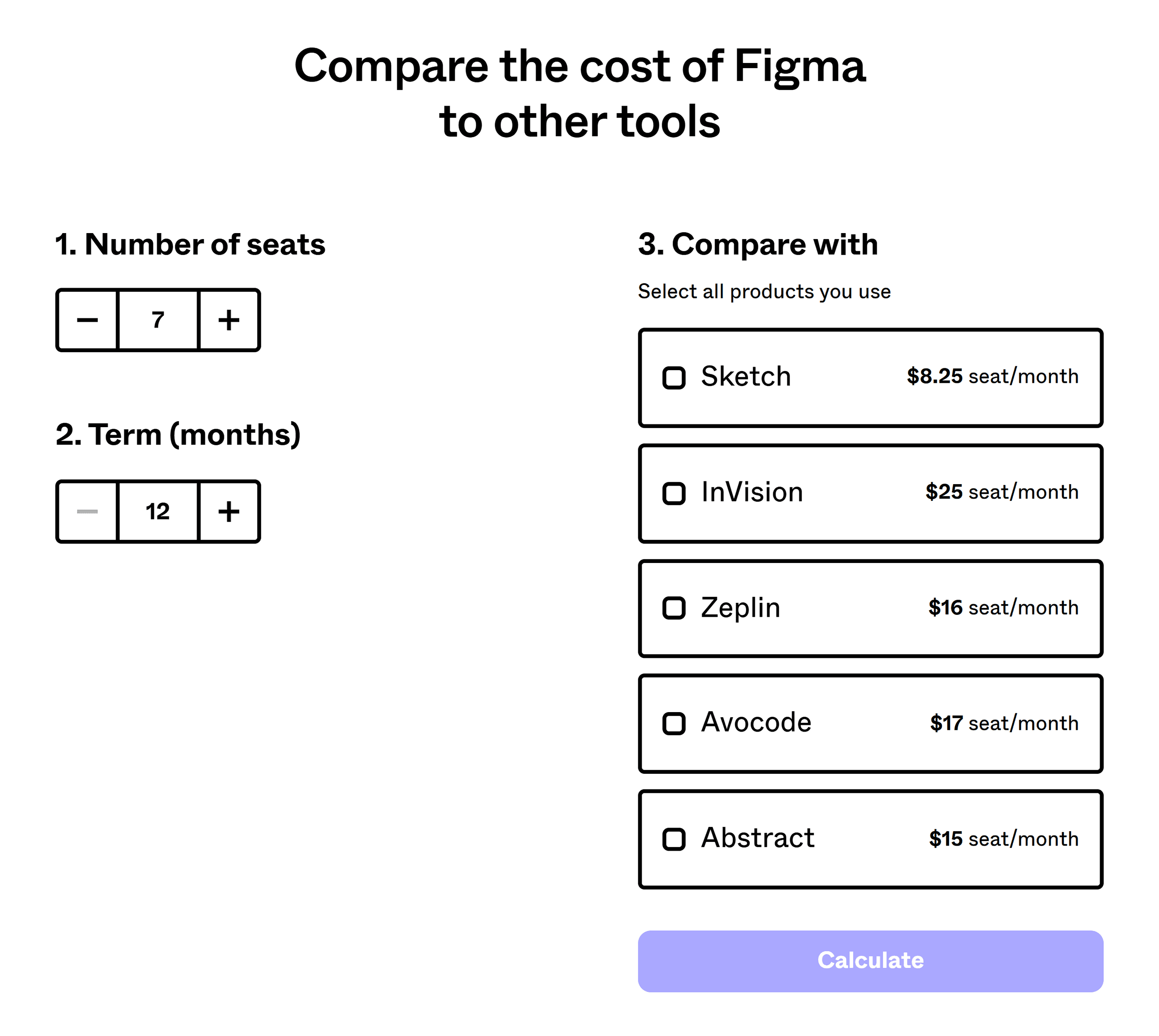 Figma – Cost comparison calculator Figma – Cost comparison calculator