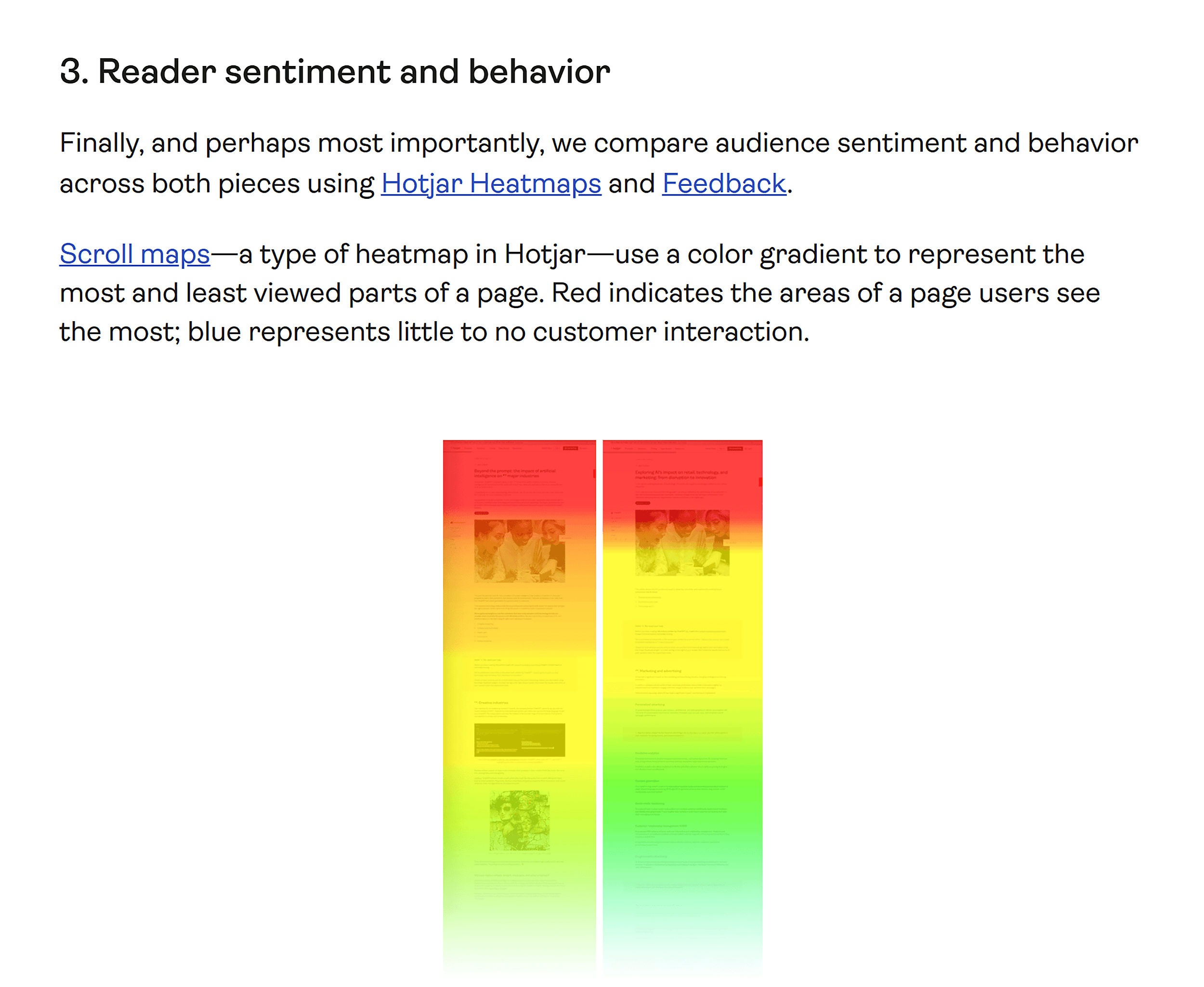 HotJar – Reader sentiment HotJar – Reader sentiment