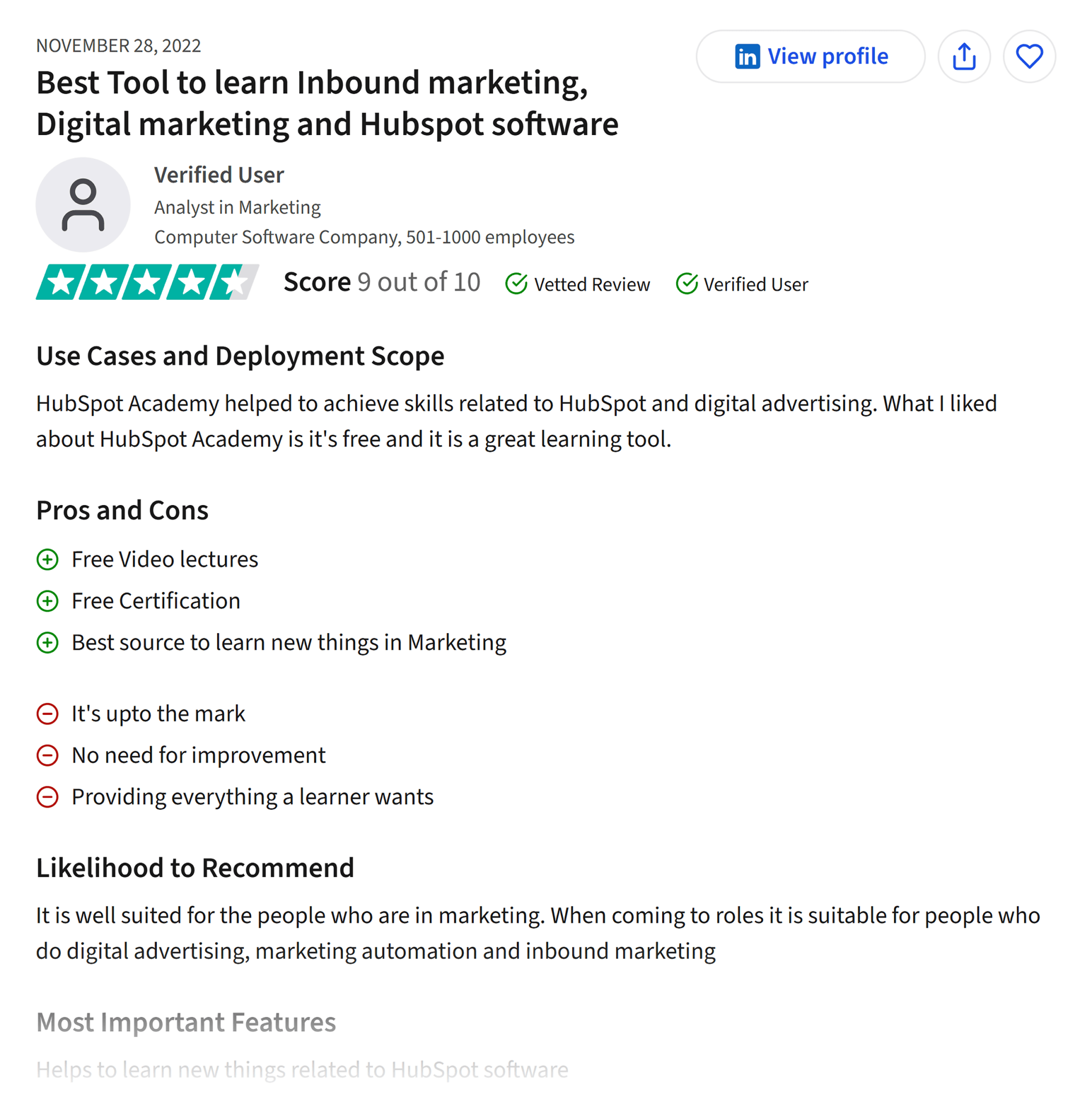 trustradius-hubspot-academy-reviews 7 Best Free Online Marketing Classes in 2024