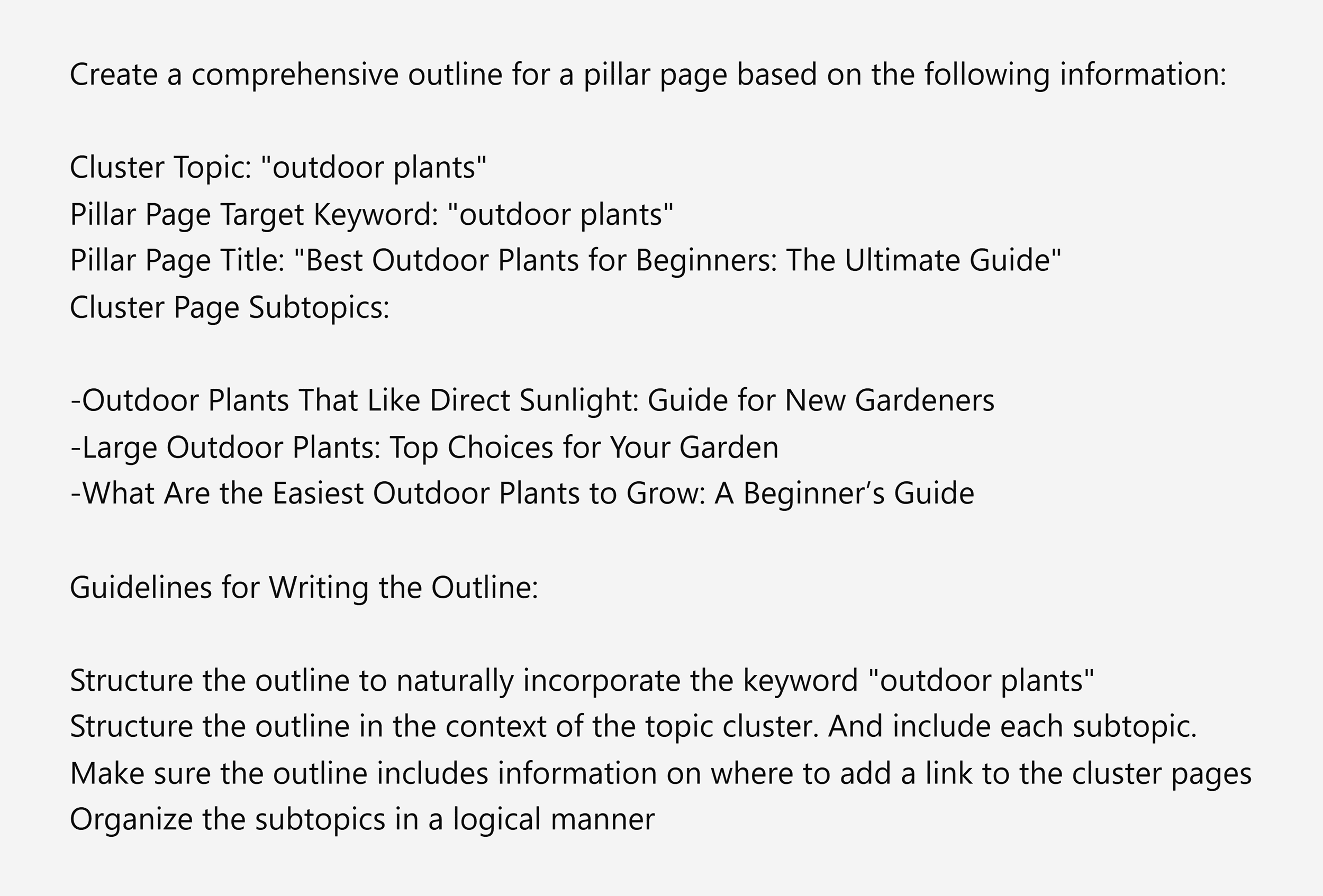 ChatGPT – Pillar page outline – Input ChatGPT – Pillar page outline – Input