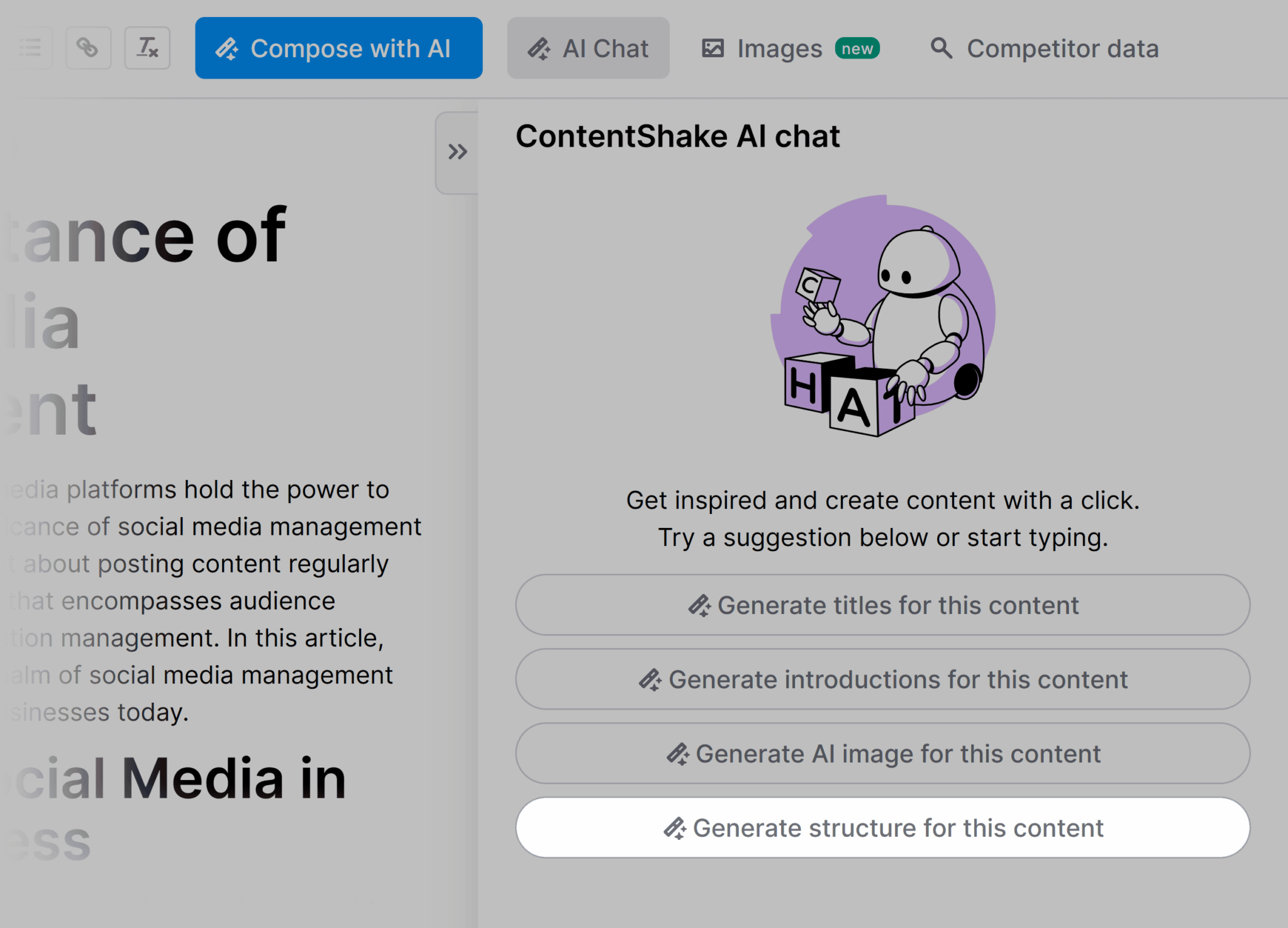 contentshake-generate-structure 29 Top Digital Marketing Tools for Every Budget