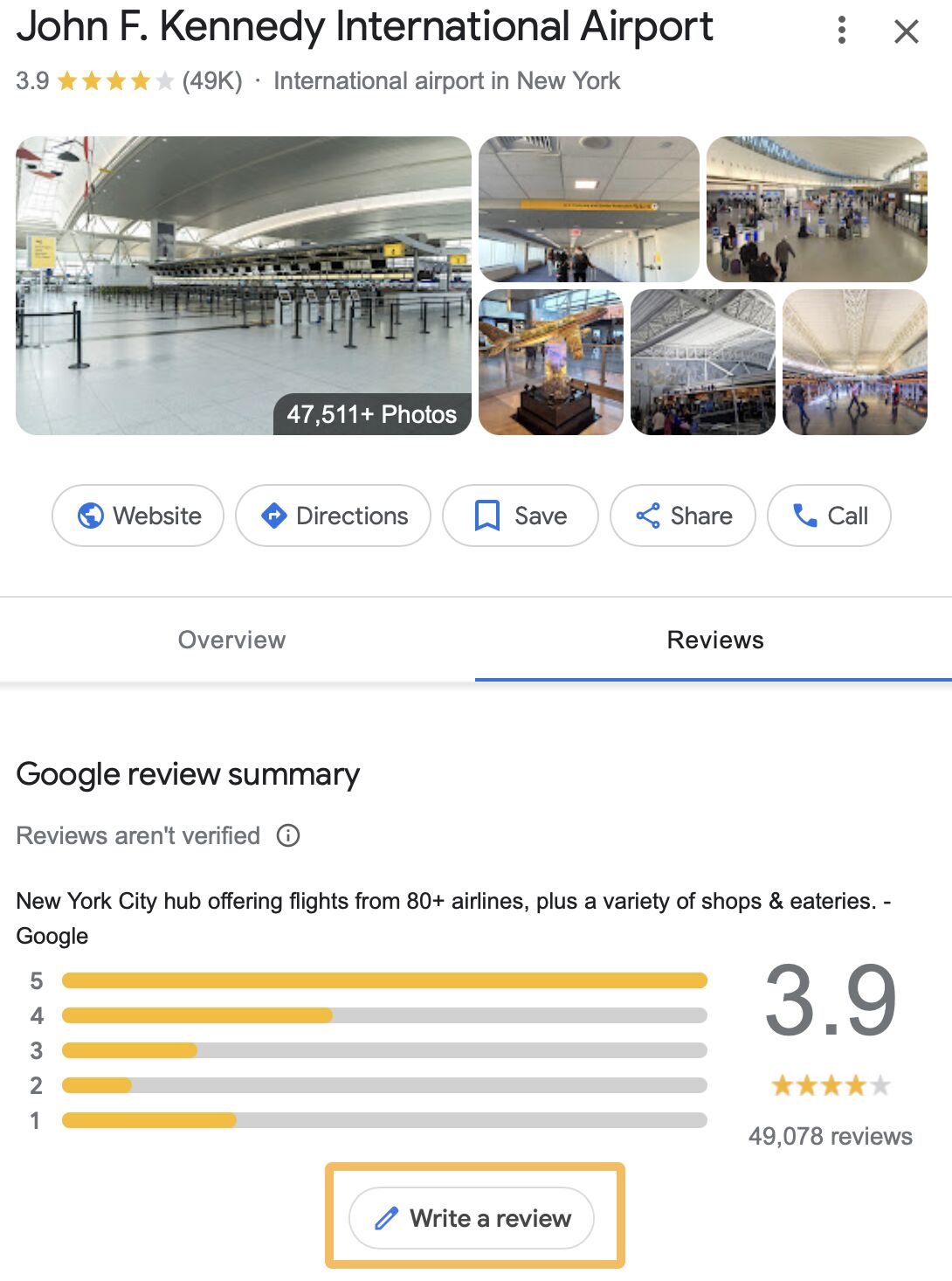 Online Reputation Management: A Beginner’s Guide | Example of writing a review direct from Google Search