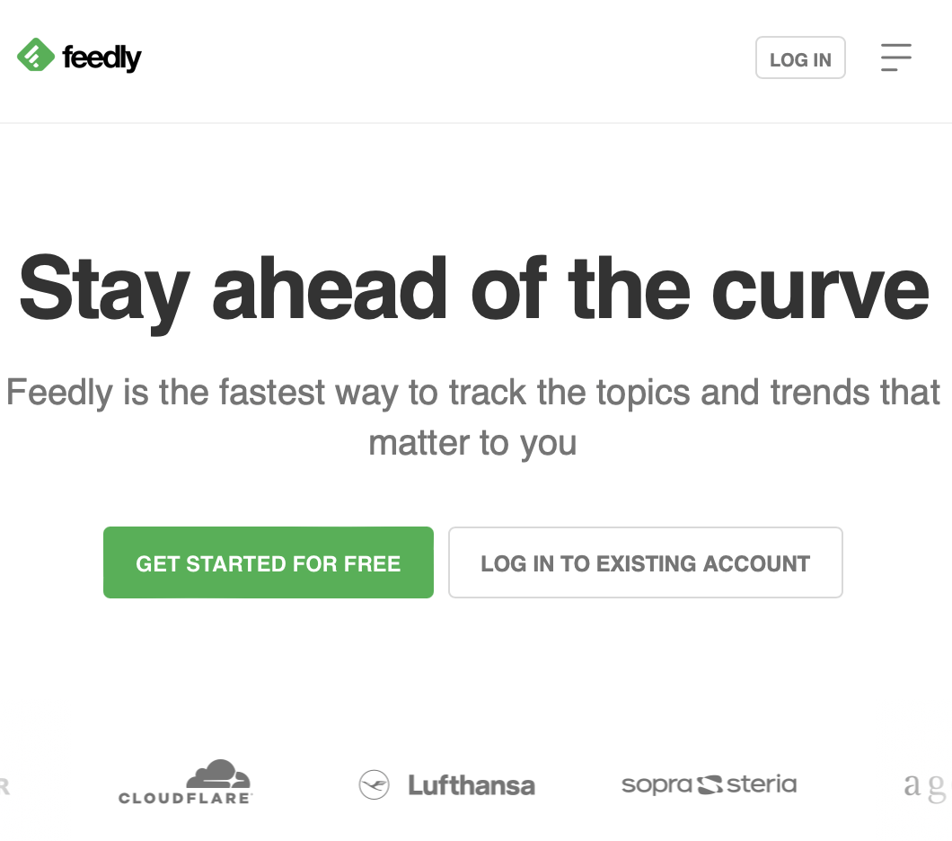 Online Reputation Management: A Beginner’s Guide | Feedly homepage screenshot