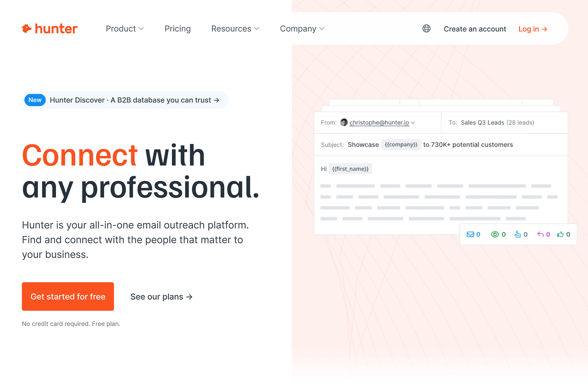 hunter-homepage 29 Top Digital Marketing Tools for Every Budget