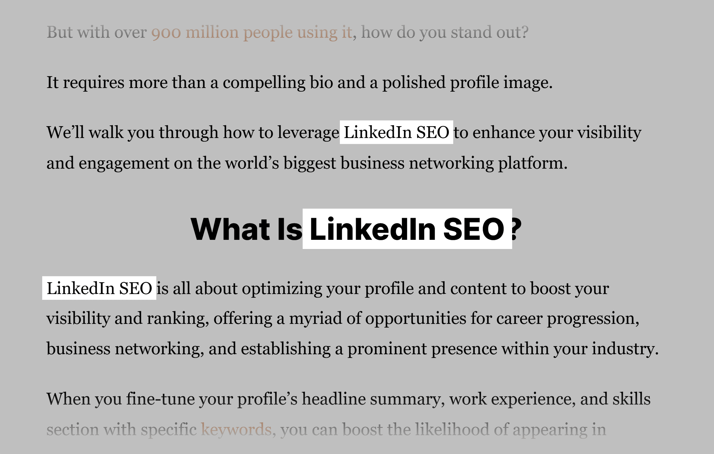 Keyword early in post Keyword early in post