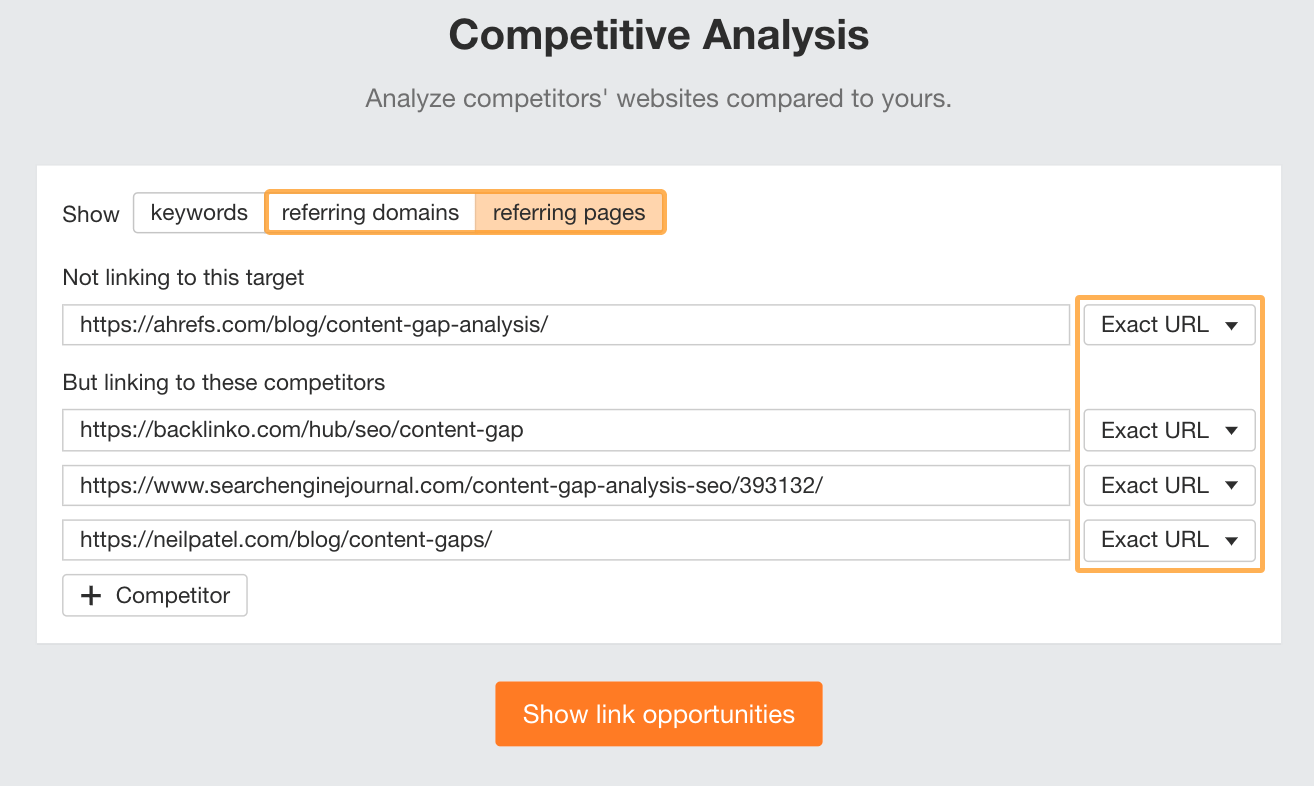Results-Driven SEO Project Management: From Chaos to Cash | Using Ahrefs' Competitive Analysis report to find backlink gaps.