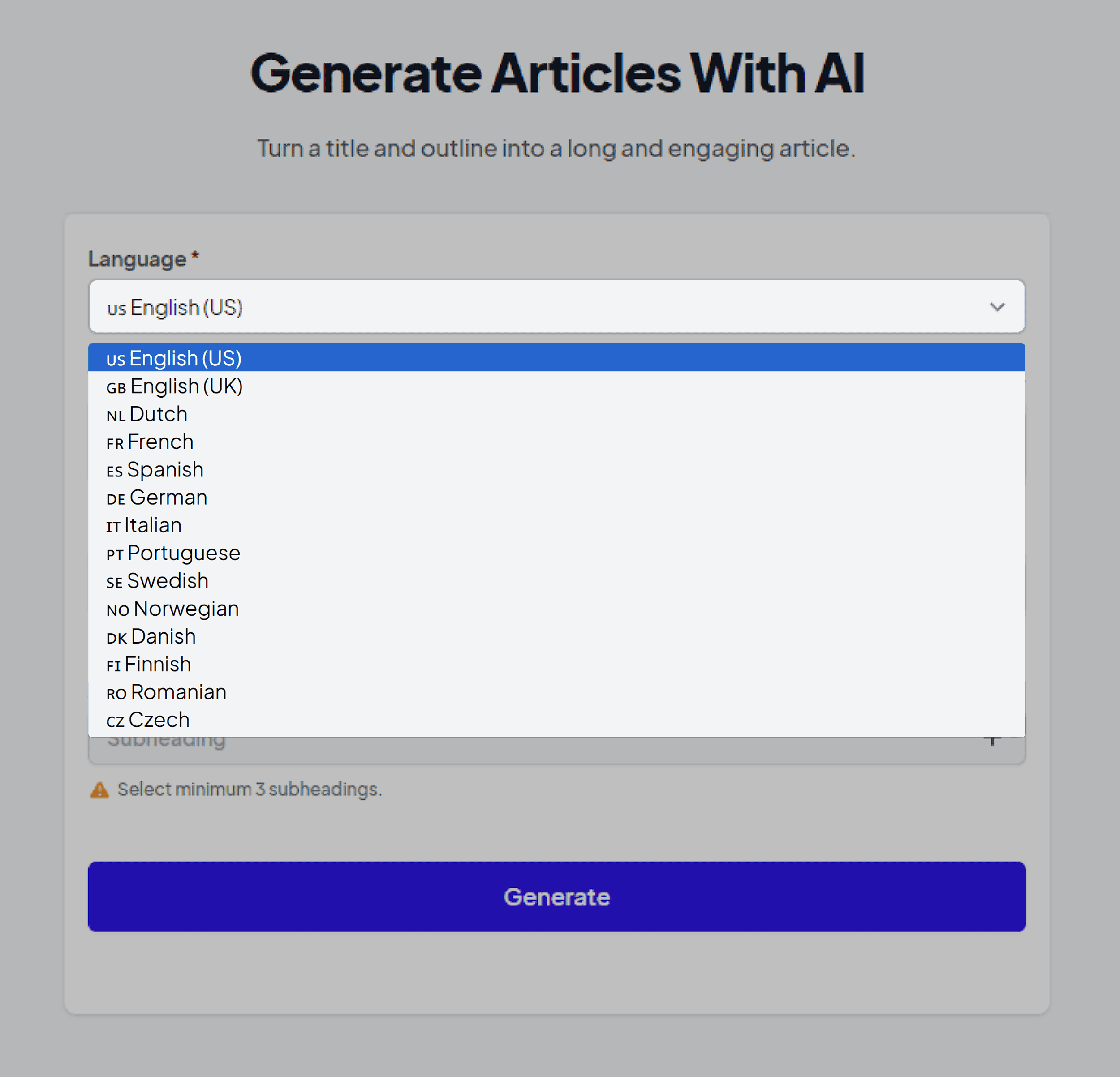 AI Writing Assistant – Languages AI Writing Assistant – Languages