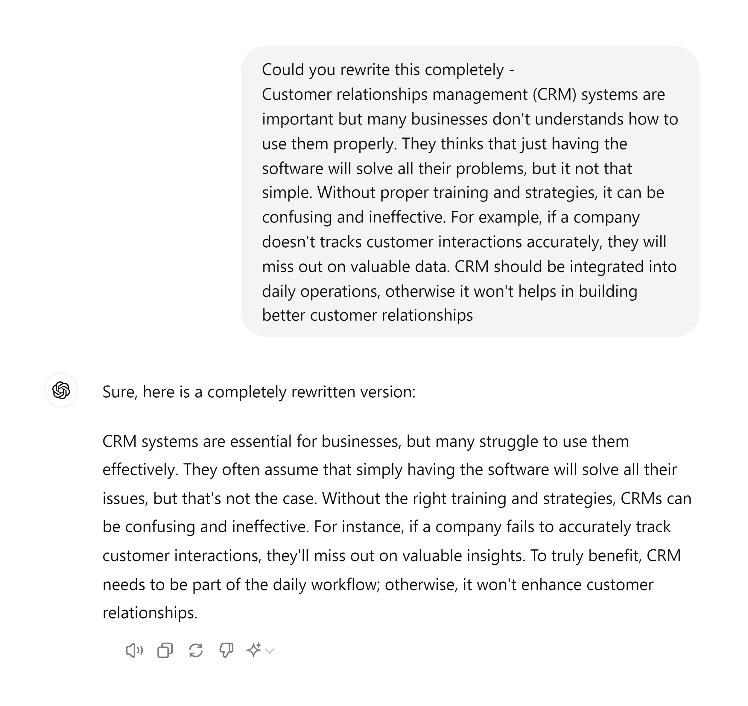 ChatGPT – Rewrite Sentences ChatGPT – Rewrite Sentences