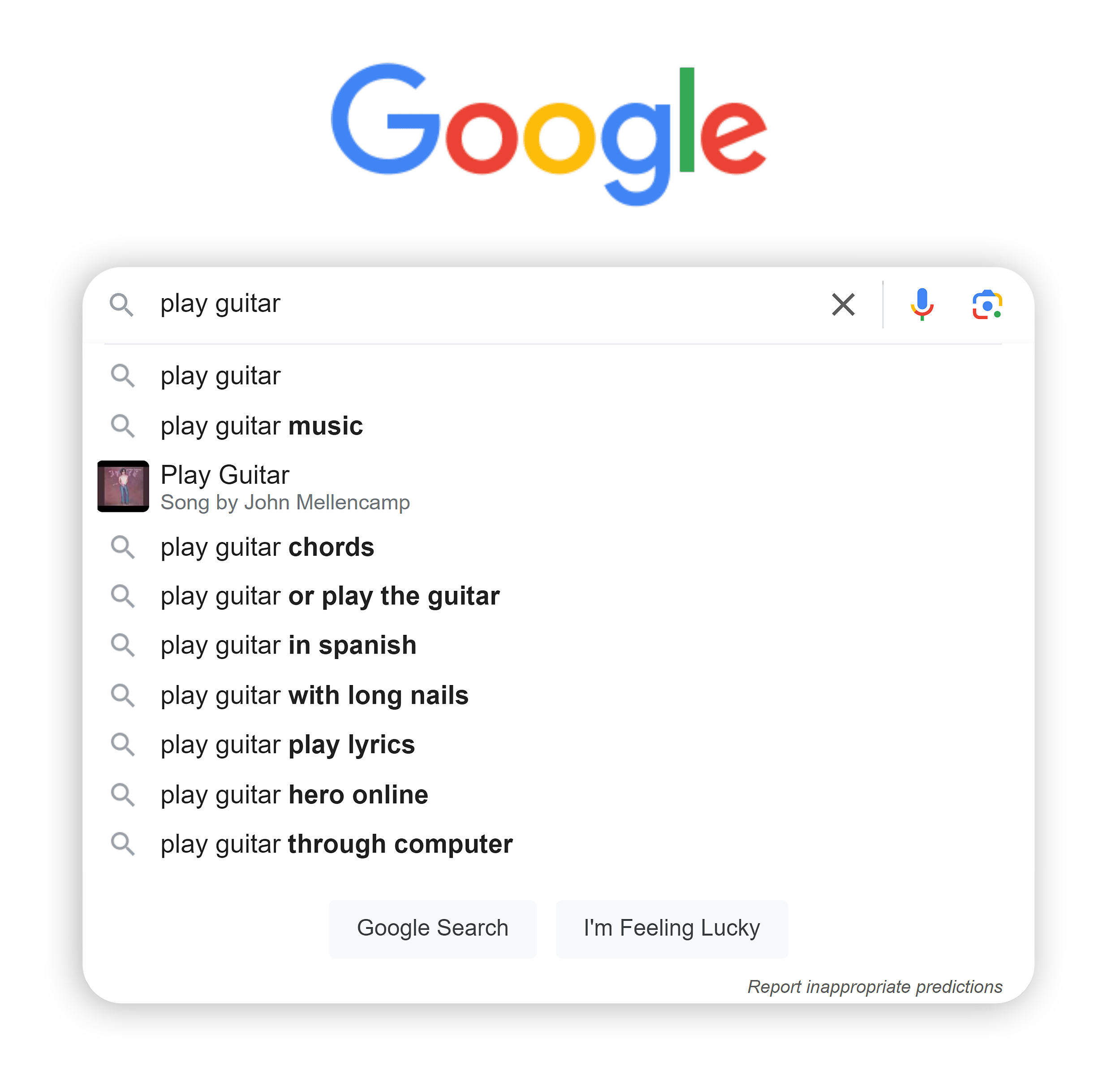 Google – Search suggestions – Play guitar Google – Search suggestions – Play guitar