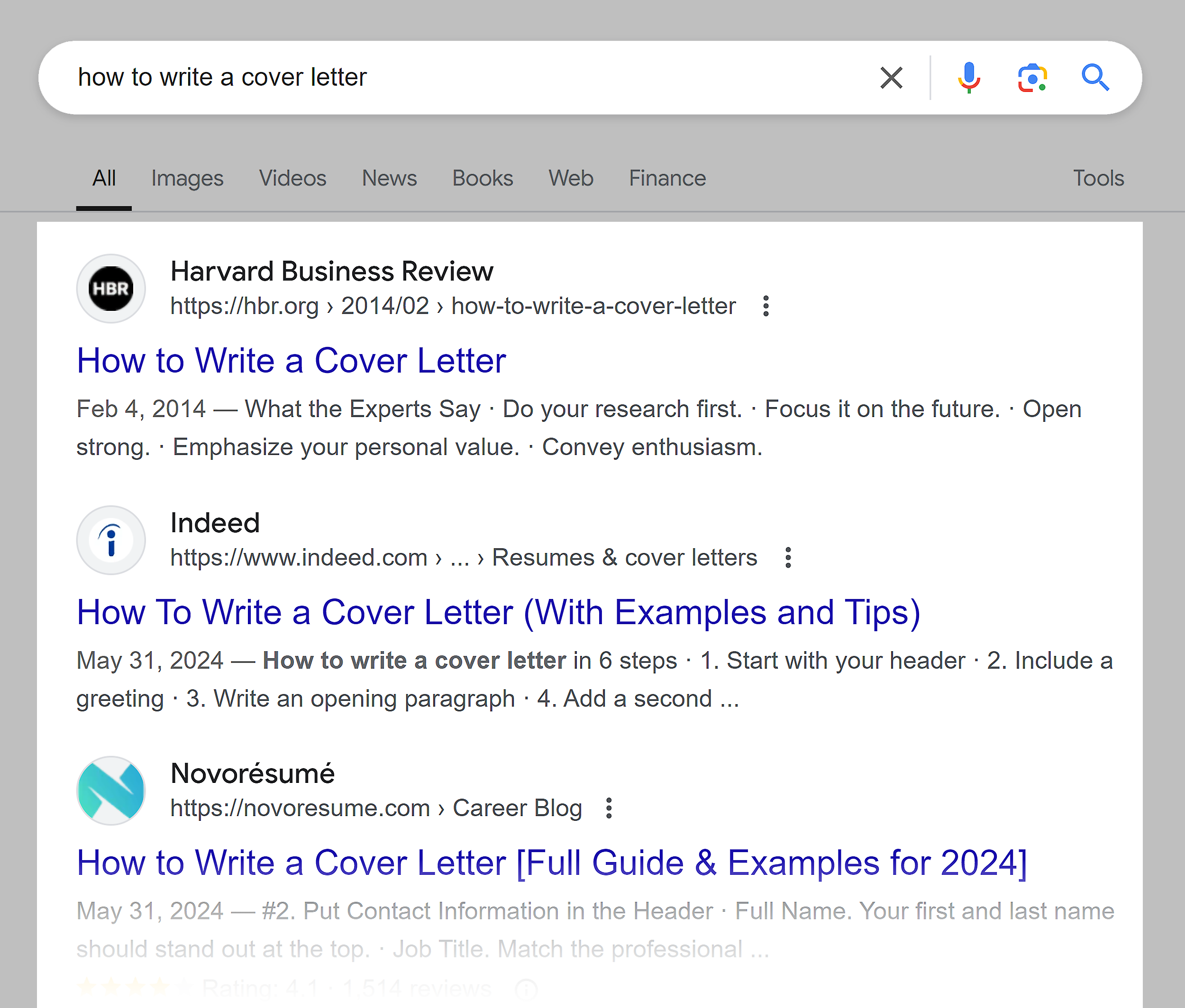 Google SERP – How to write a cover letter Google SERP – How to write a cover letter