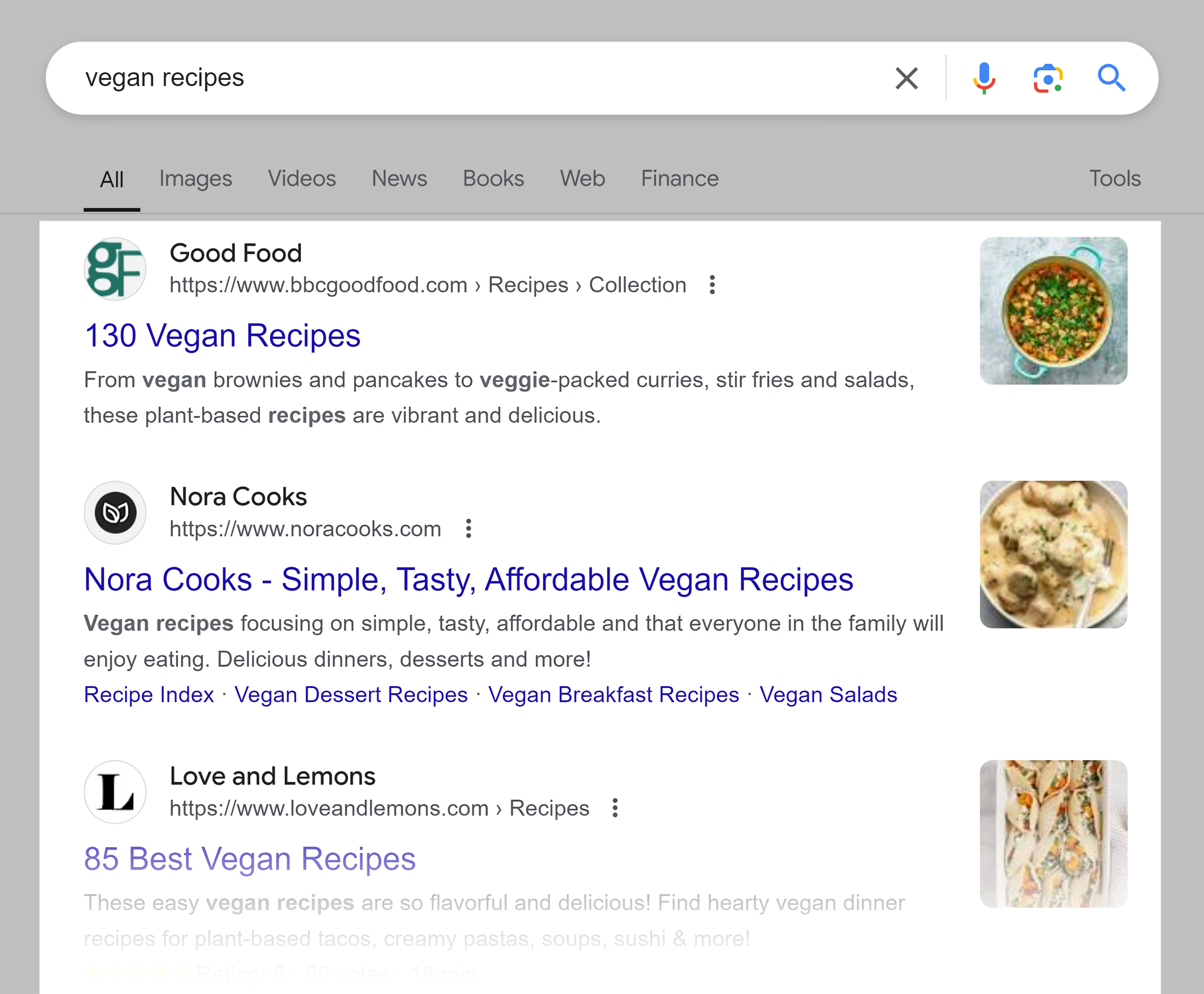 Google SERP – Vegan Recipes Google SERP – Vegan Recipes