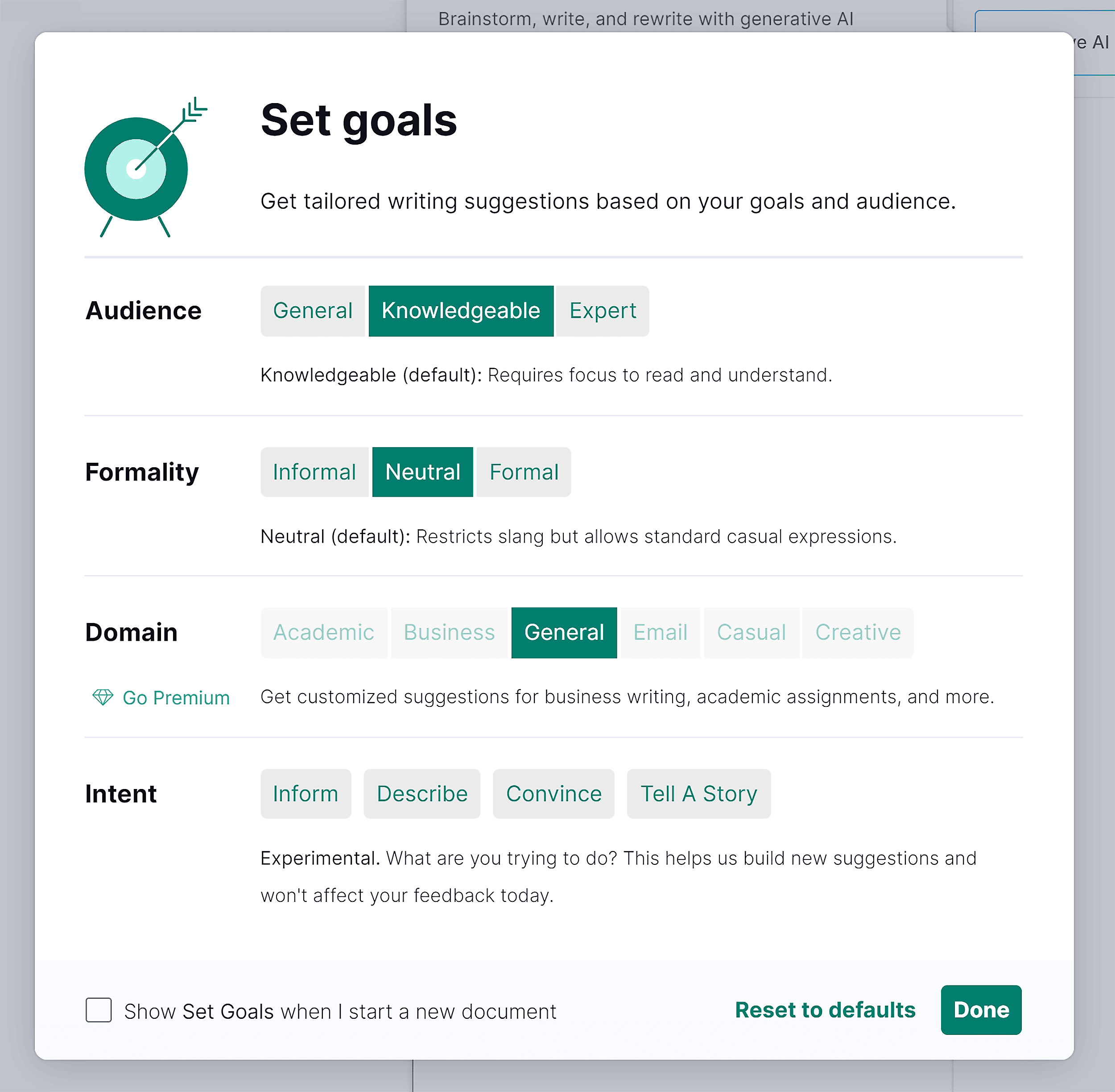 Grammarly – Goals Grammarly – Goals