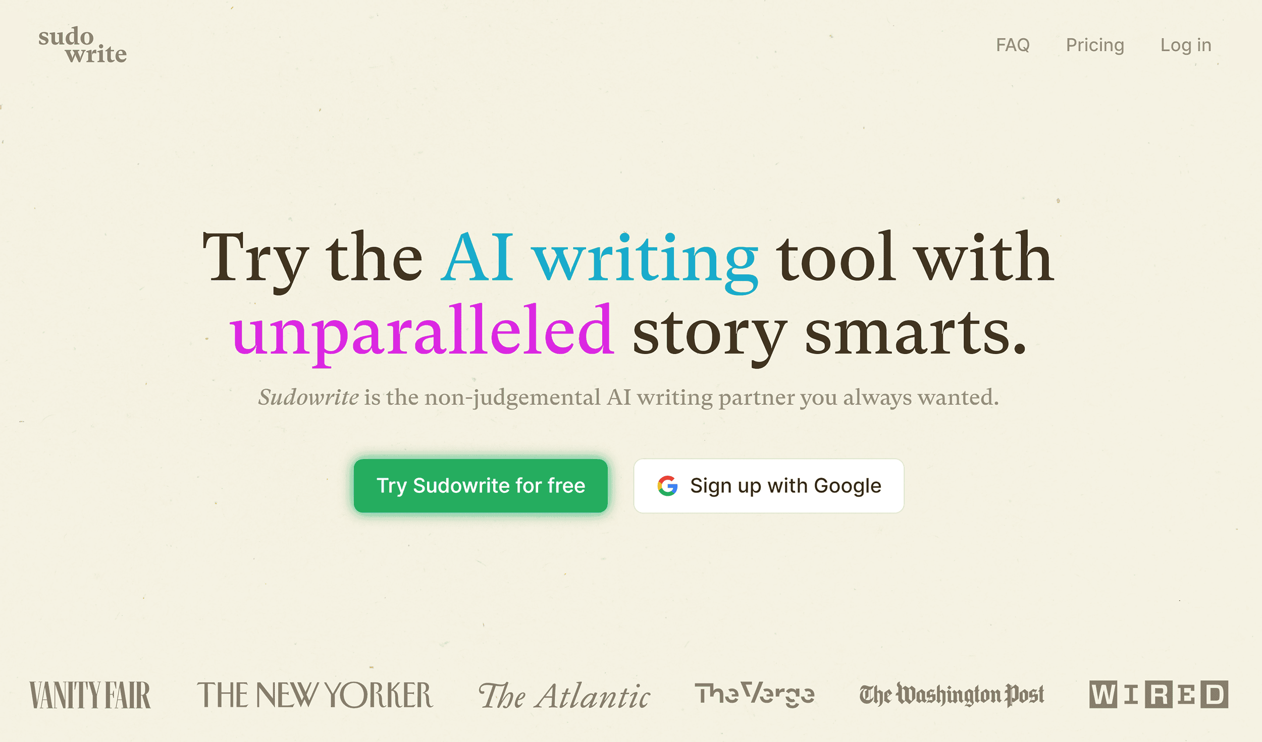 Sudowrite – Homepage Sudowrite – Homepage