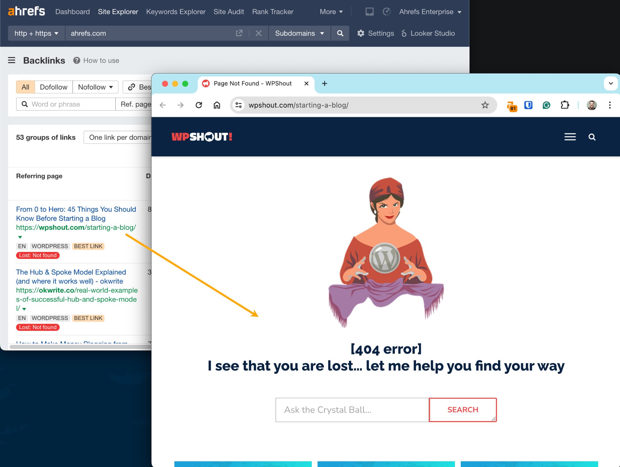 Link Reclamation: How to Easily Find (and Reclaim) Lost Backlinks | Example of a link lost because the linking page is broken