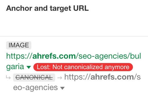 Link Reclamation: How to Easily Find (and Reclaim) Lost Backlinks | Example of a link lost because we changed the canonical