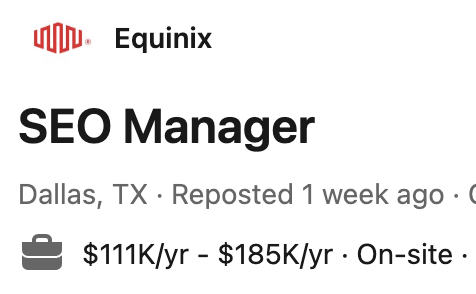 I Analyzed 52 SEO Manager Job Listings. Here’s What They Do and How You Can Become One | Example of a salary range in an SEO manager job listing