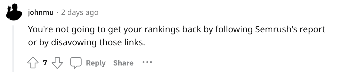 I Disavowed "Toxic Backlinks": Here's What Happened | John Mueller on Reddit