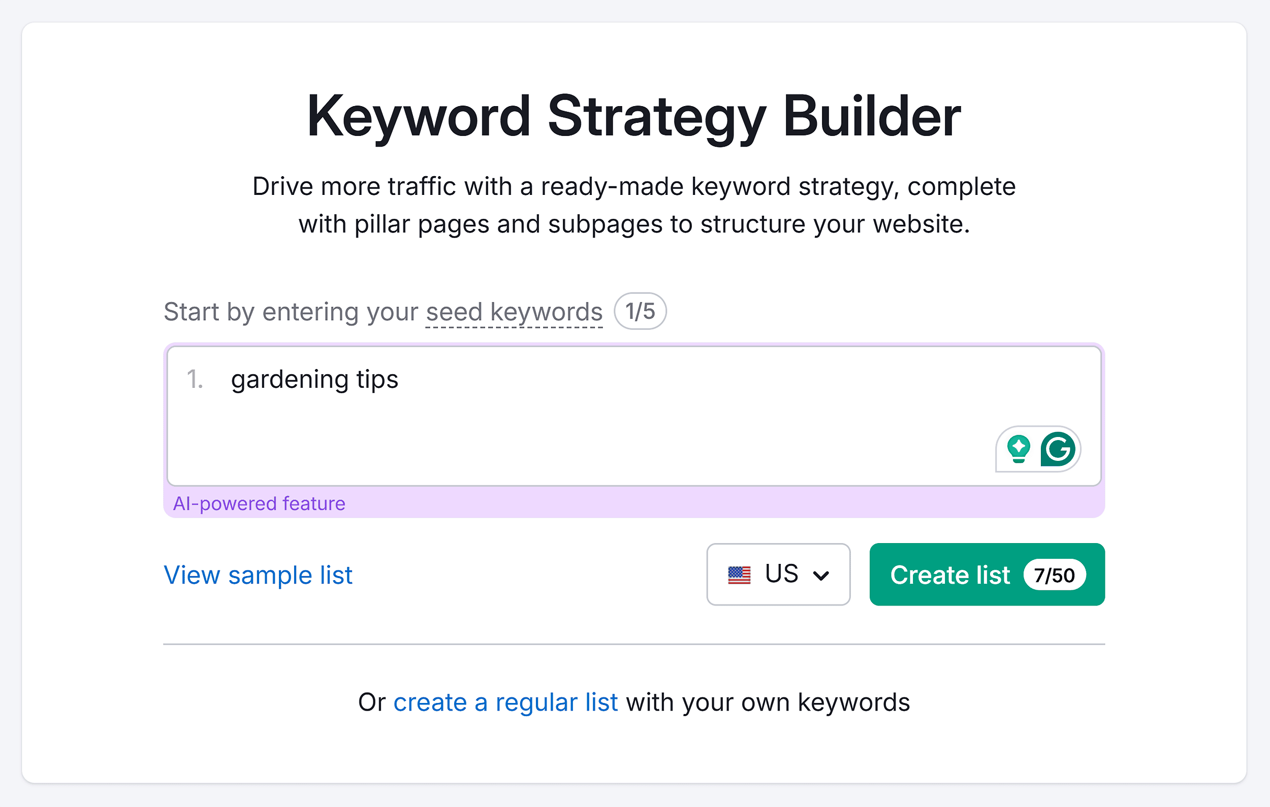Keyword Strategy Builder – Search – Gardening tips