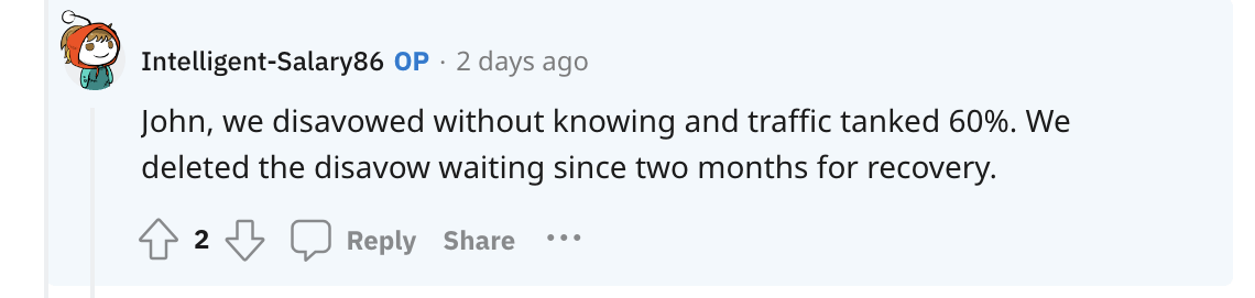 I Disavowed "Toxic Backlinks": Here's What Happened | Reply to John Mueller on Reddit