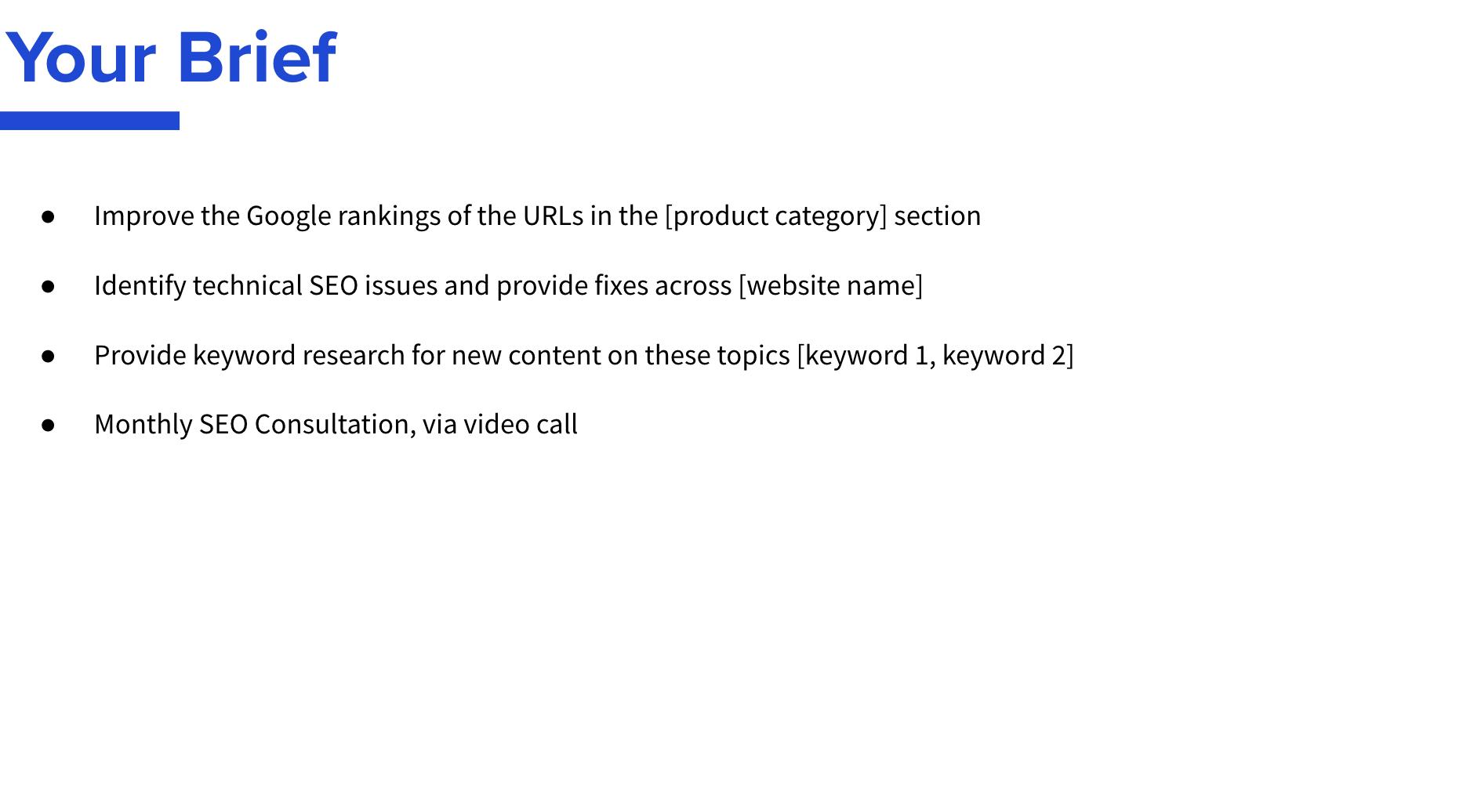 Win the Client With Your Next SEO Proposal (+ Expert Tips and Template) | The Brief Slide From Ahrefs' SEO Proposal Template