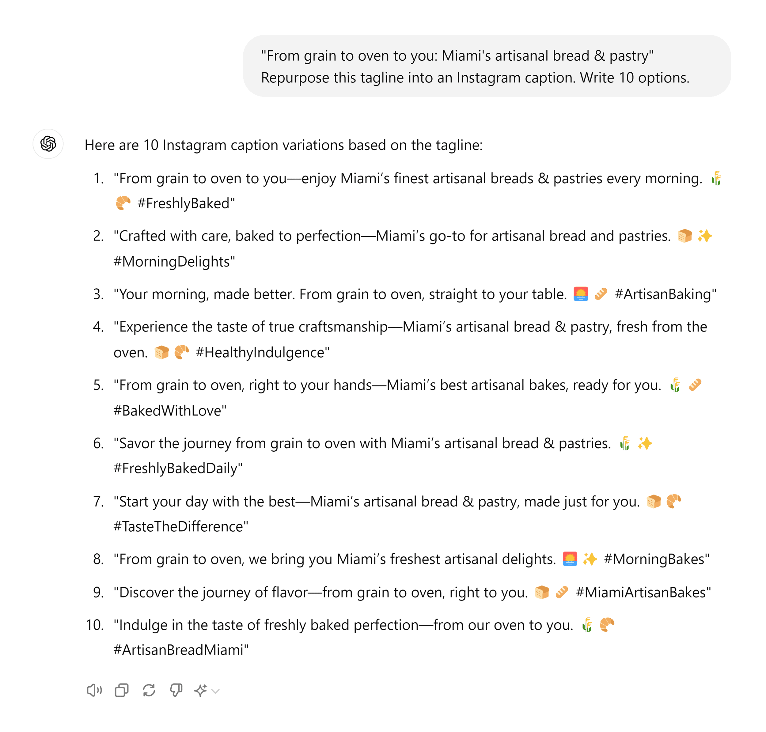 ChatgGPT– Tagline to Instagram caption