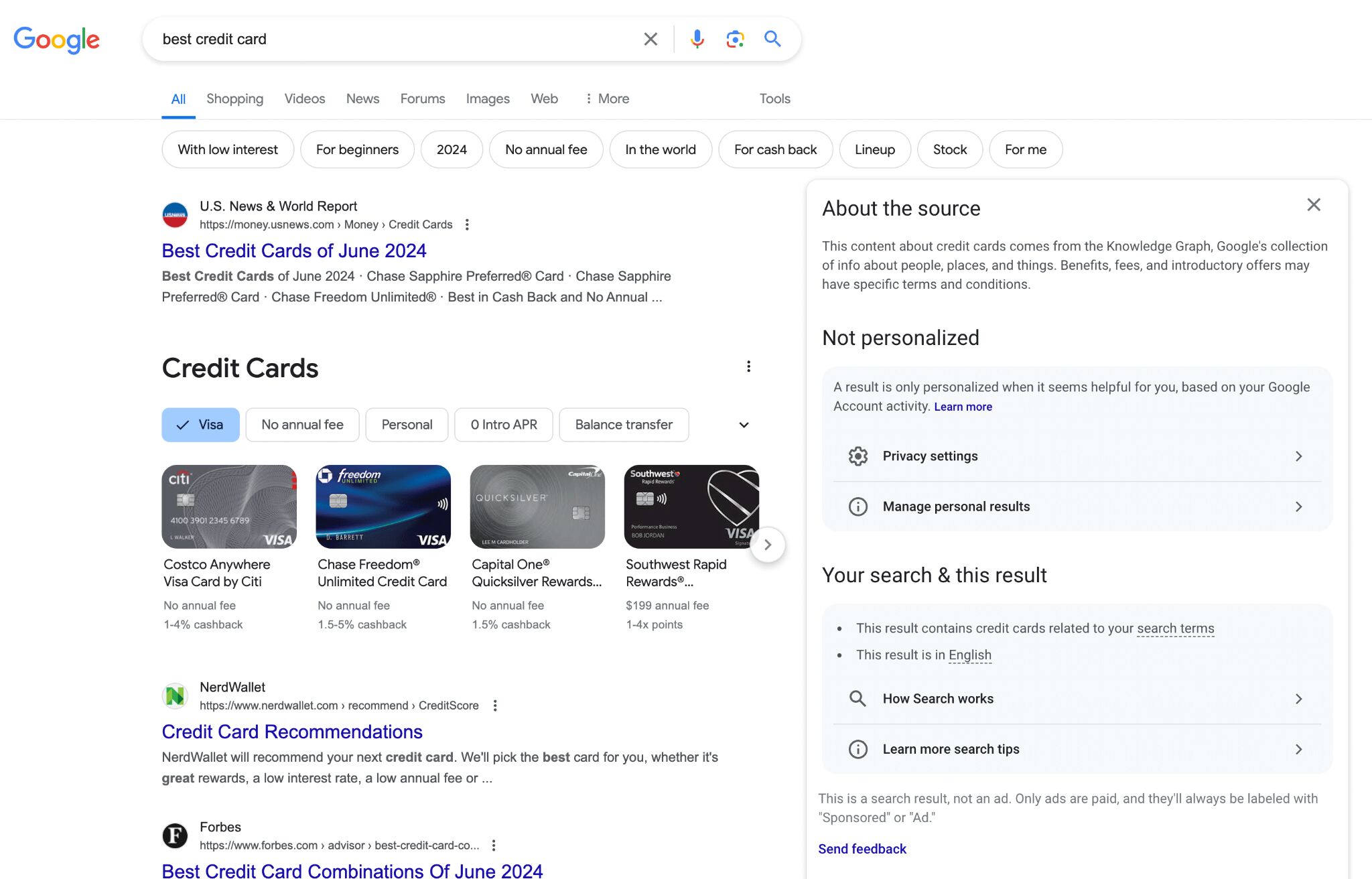 Unpacking NerdWallet's SEO: 10 Things I Discovered | Credit card snippet.