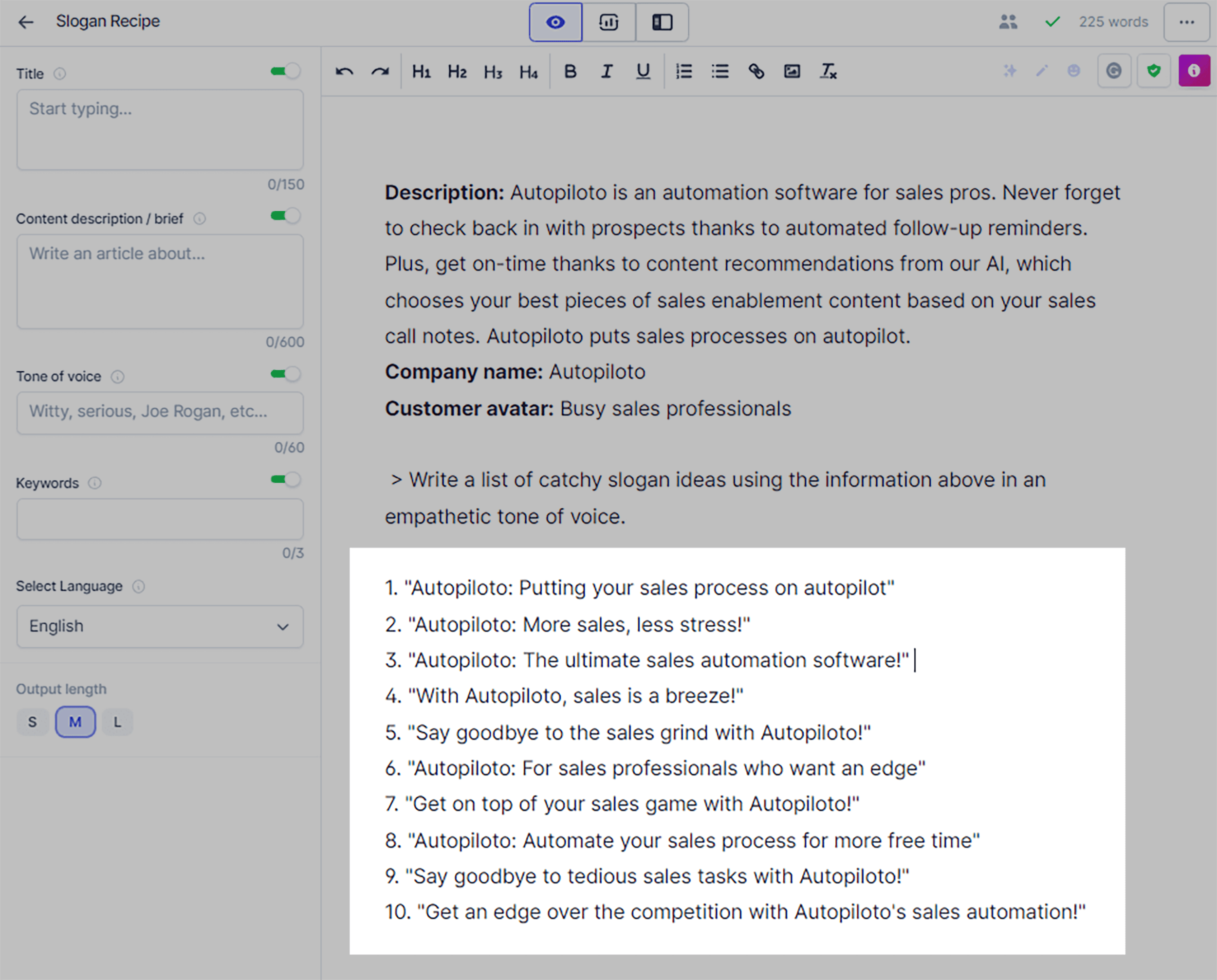 Jasper – Slogan Generator