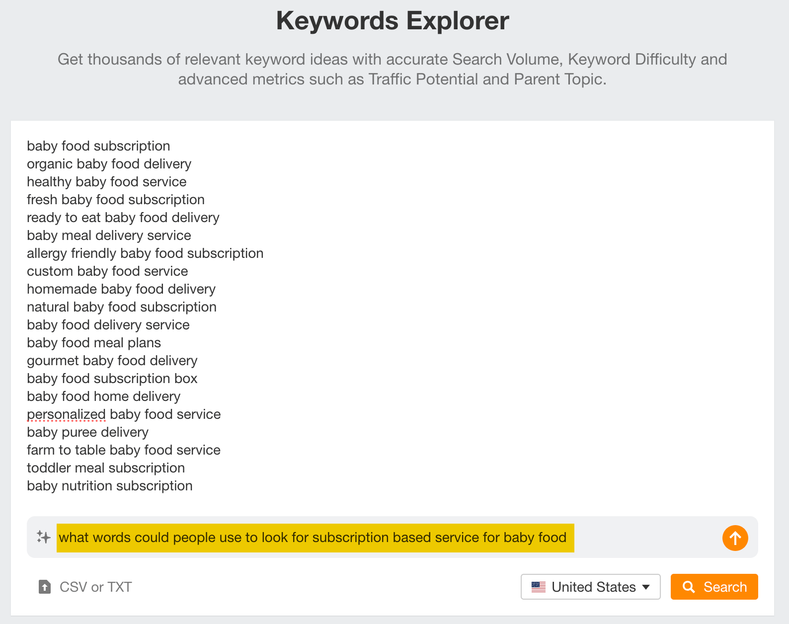 Total Addressable Market: How to Estimate It and Source Data | Using AI in Keywords Explorer to find more ways people could look for a product or service online.