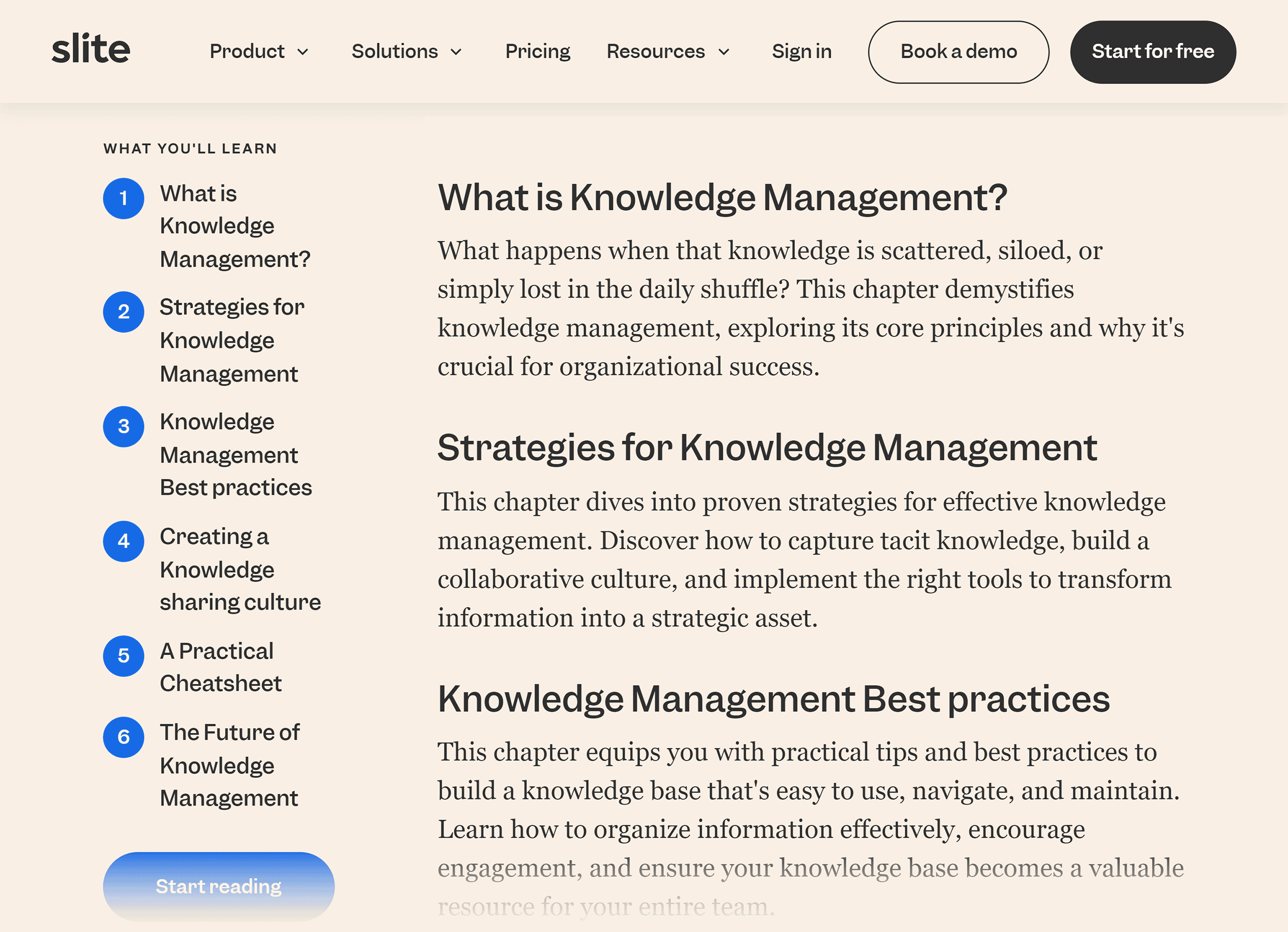 Slite – Pillar page that shares context around the topic Slite – Pillar page that shares context around the topic