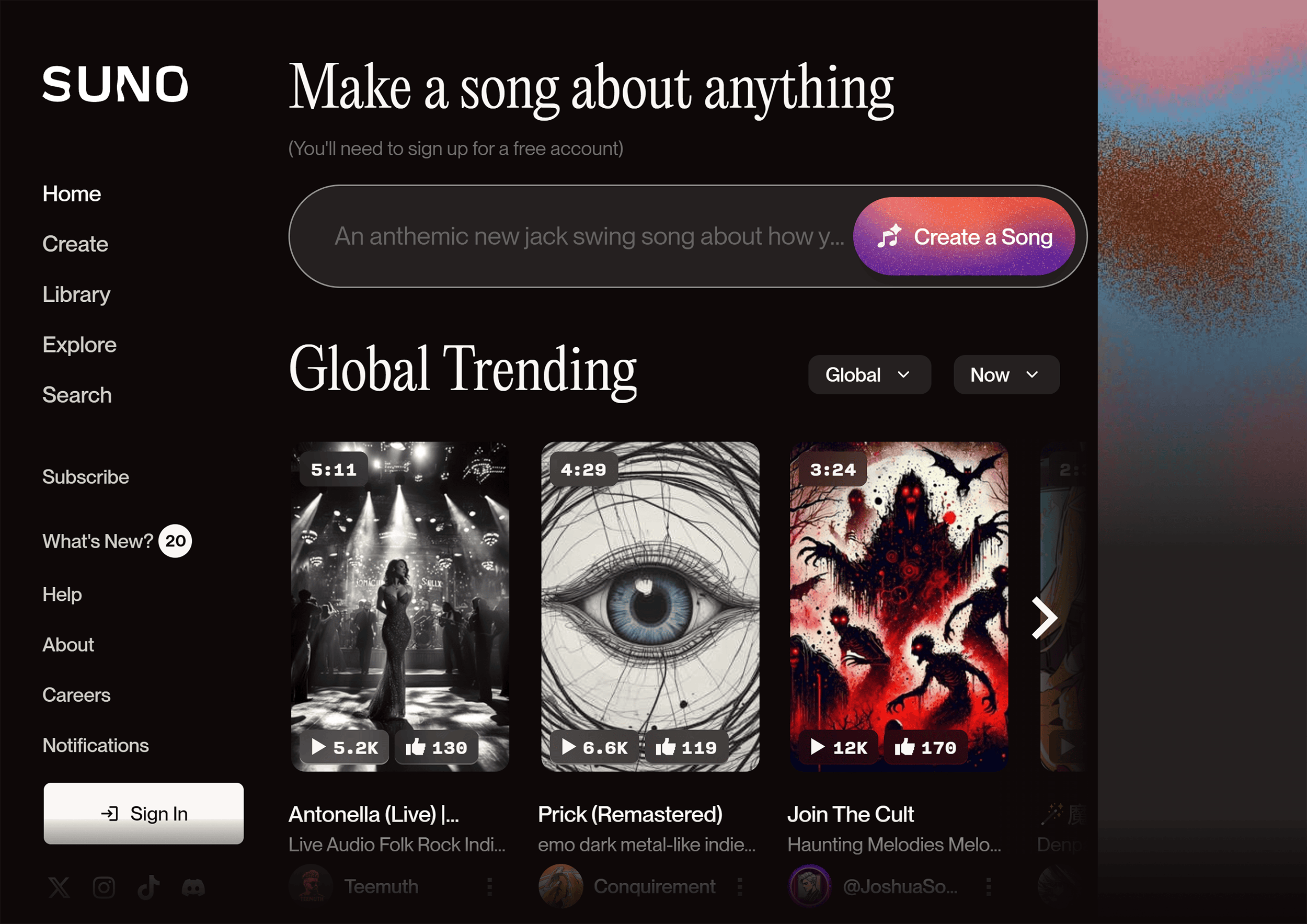 Suno – Homepage Suno – Homepage