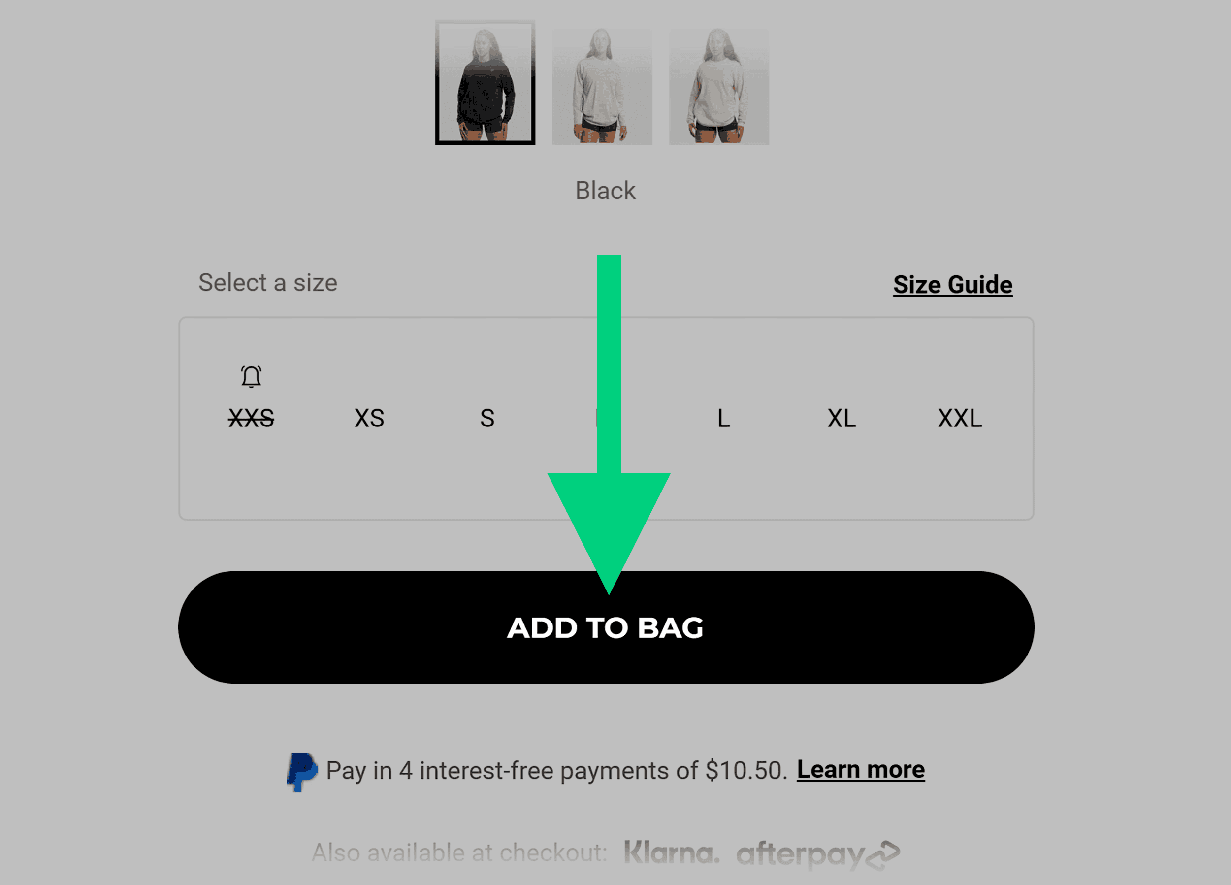 Gymshark – Add to bag – Button Gymshark – Add to bag – Button