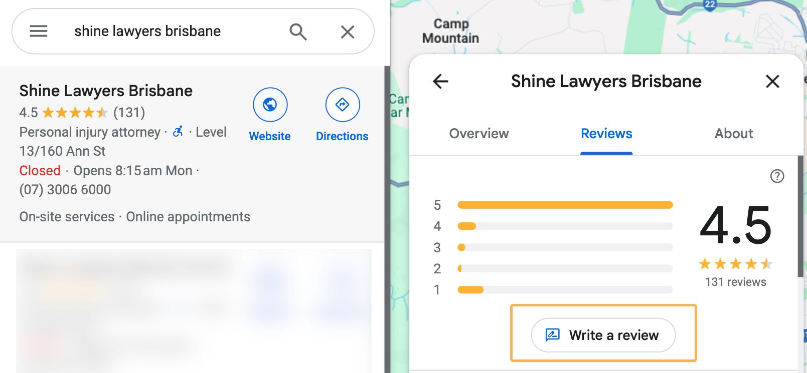 7 Free and Beginner-Friendly Small Business SEO Tools | Example where customers can write a review for your business.