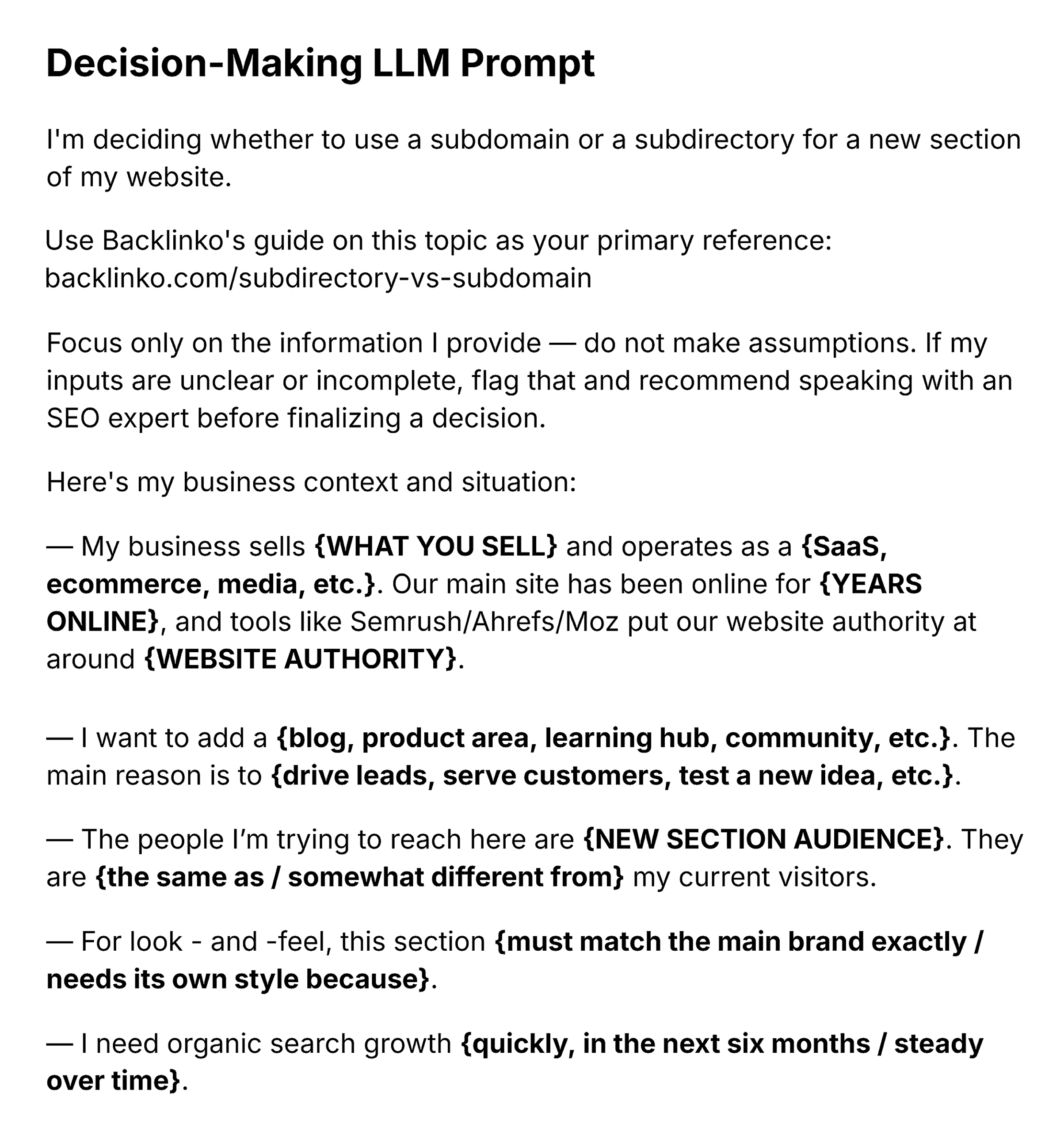 Decision – Making LLM Prompt