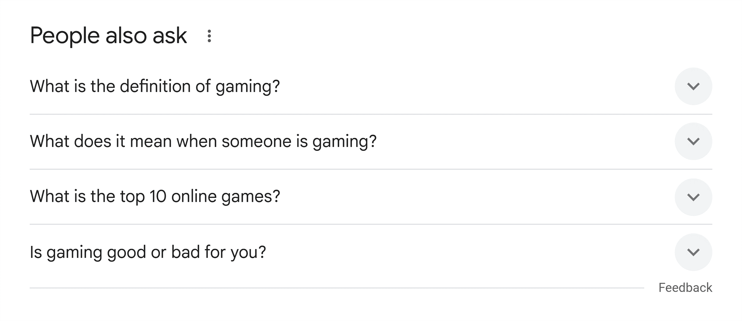 Google SERP – Gaming – People also ask Google SERP – Gaming – People also ask