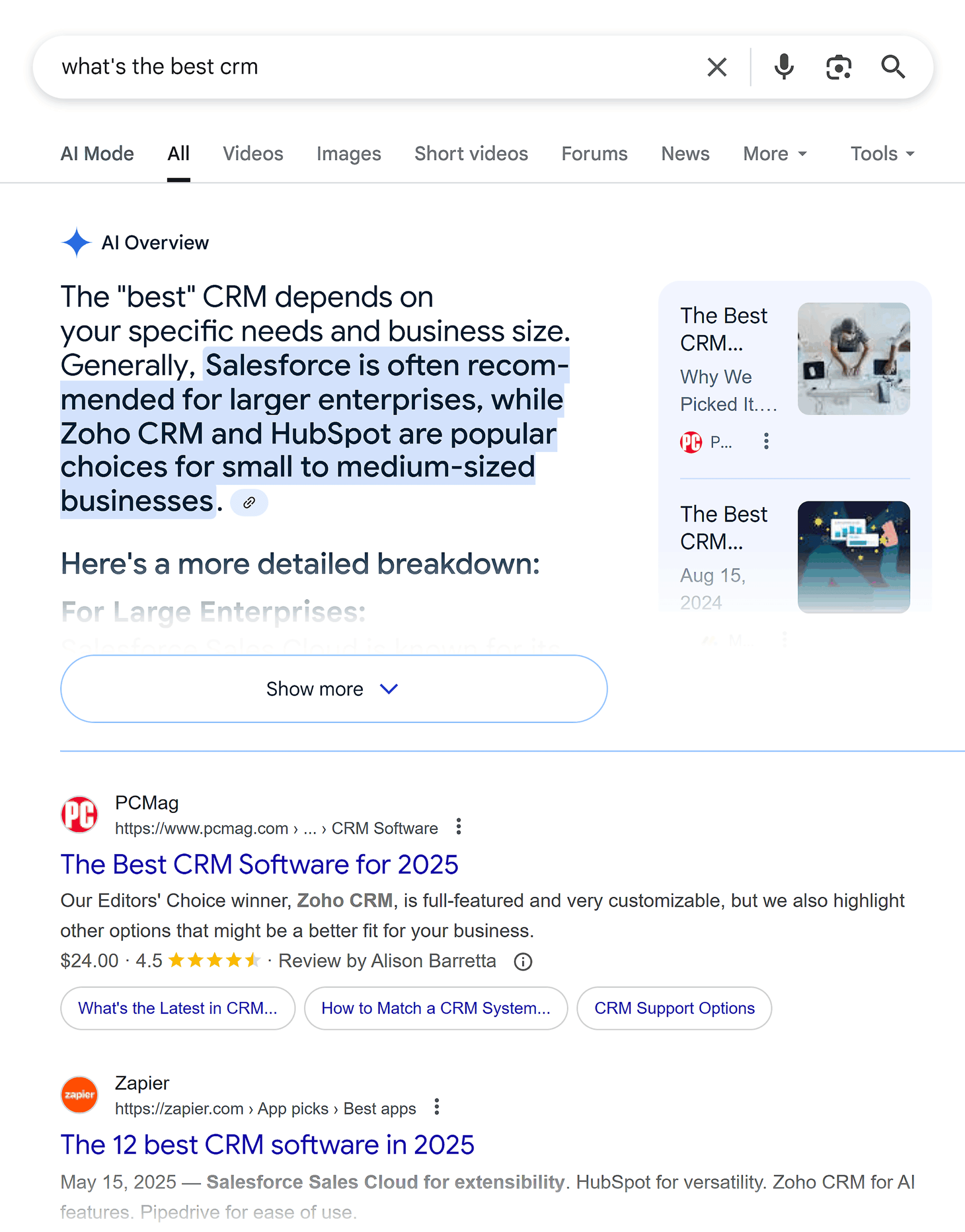 Google SERP – What’s the best CRM Google SERP – What's the best CRM