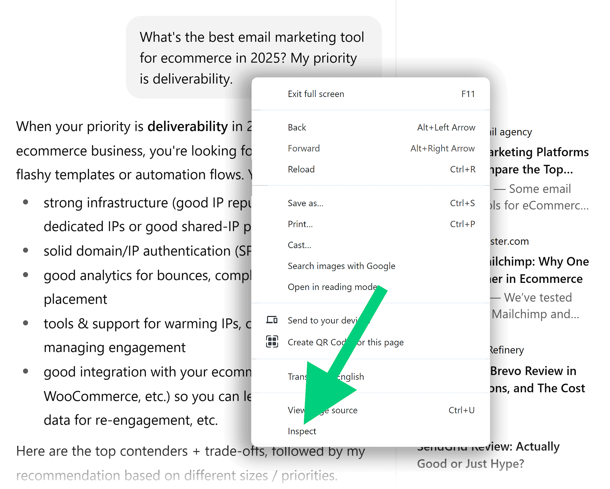 ChatGPT – Best email marketing tool for ecommerce – Inspect