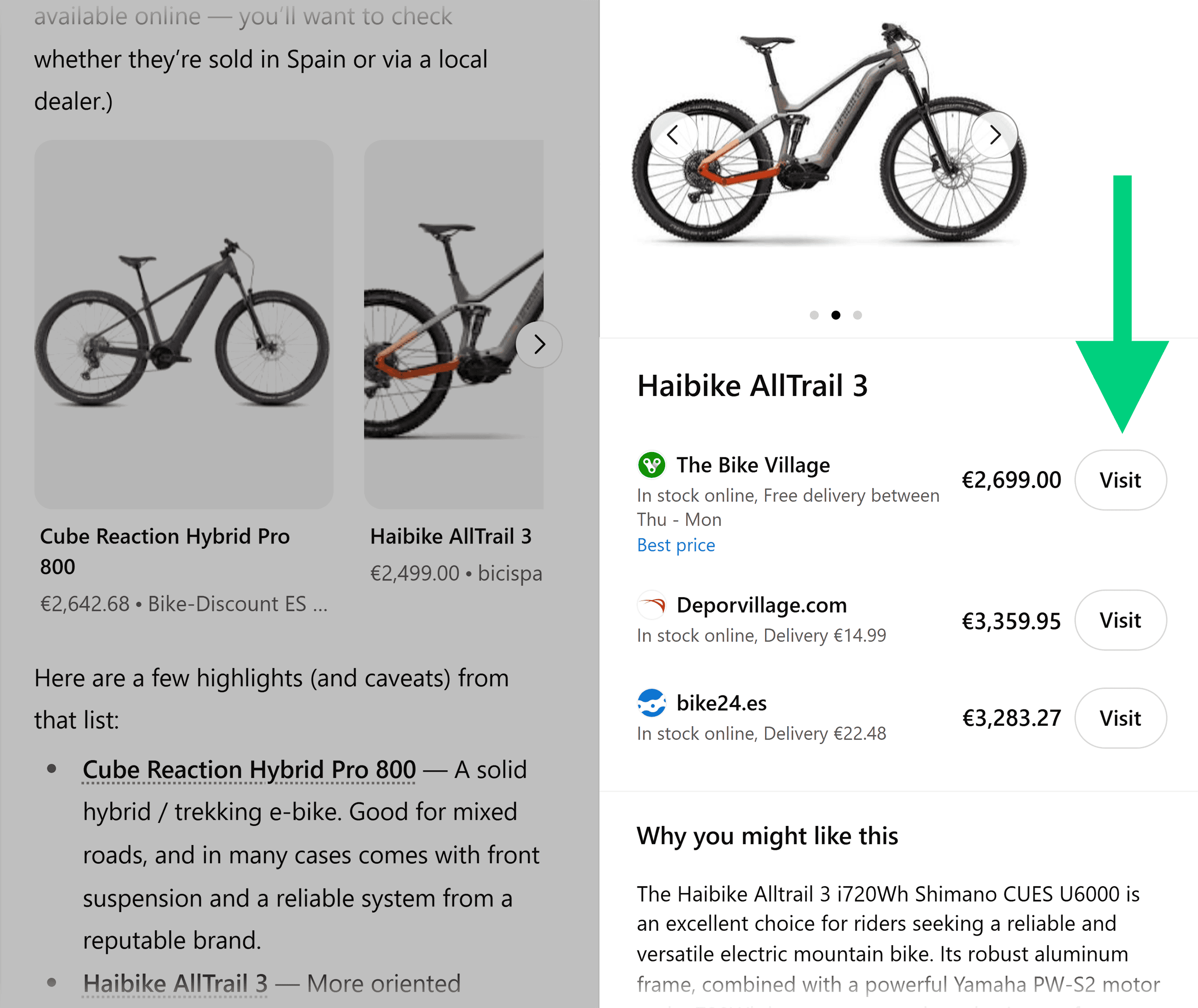 ChatGPT – Visit to reach merchant product page