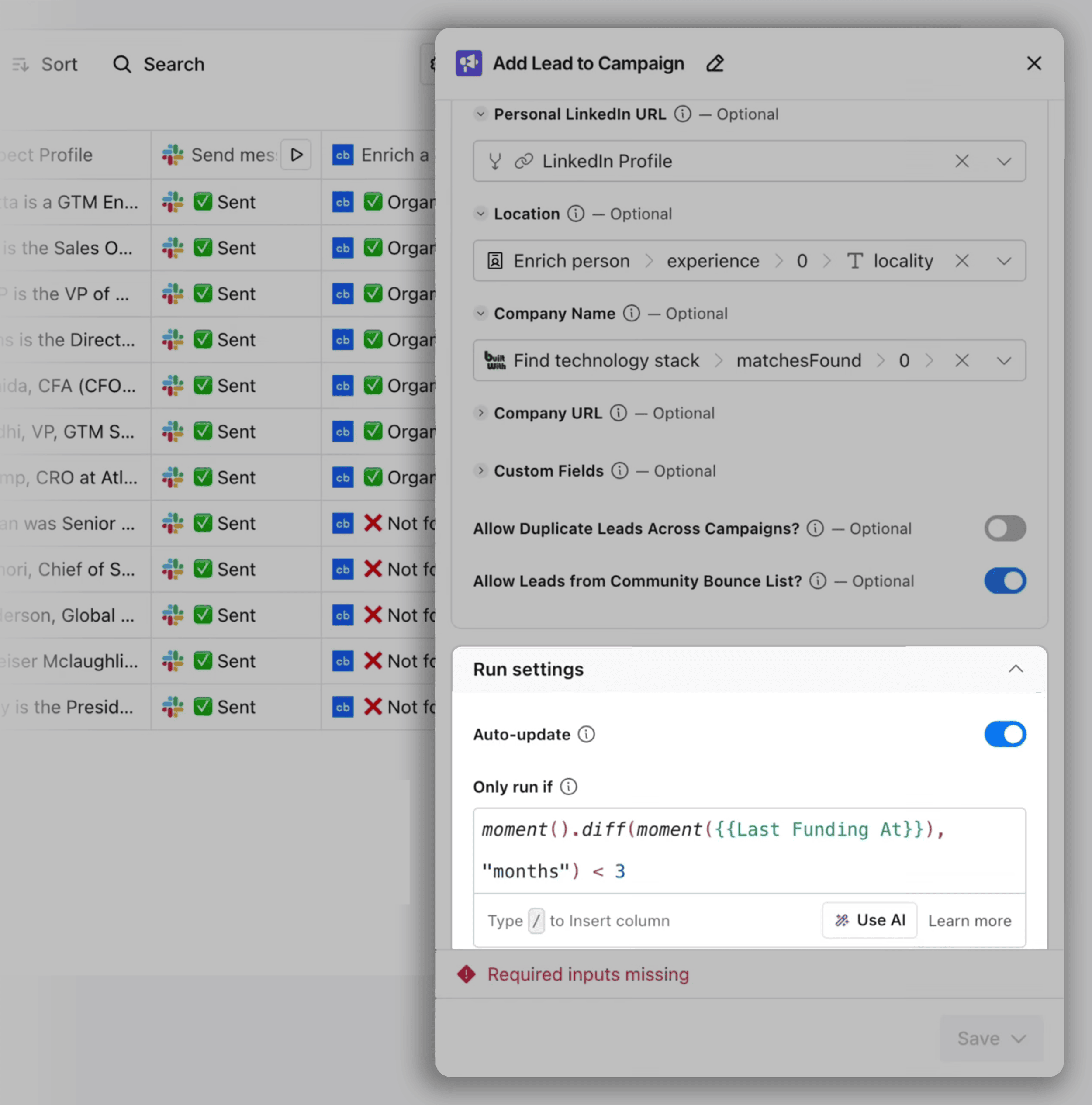 Clay – Run settings
