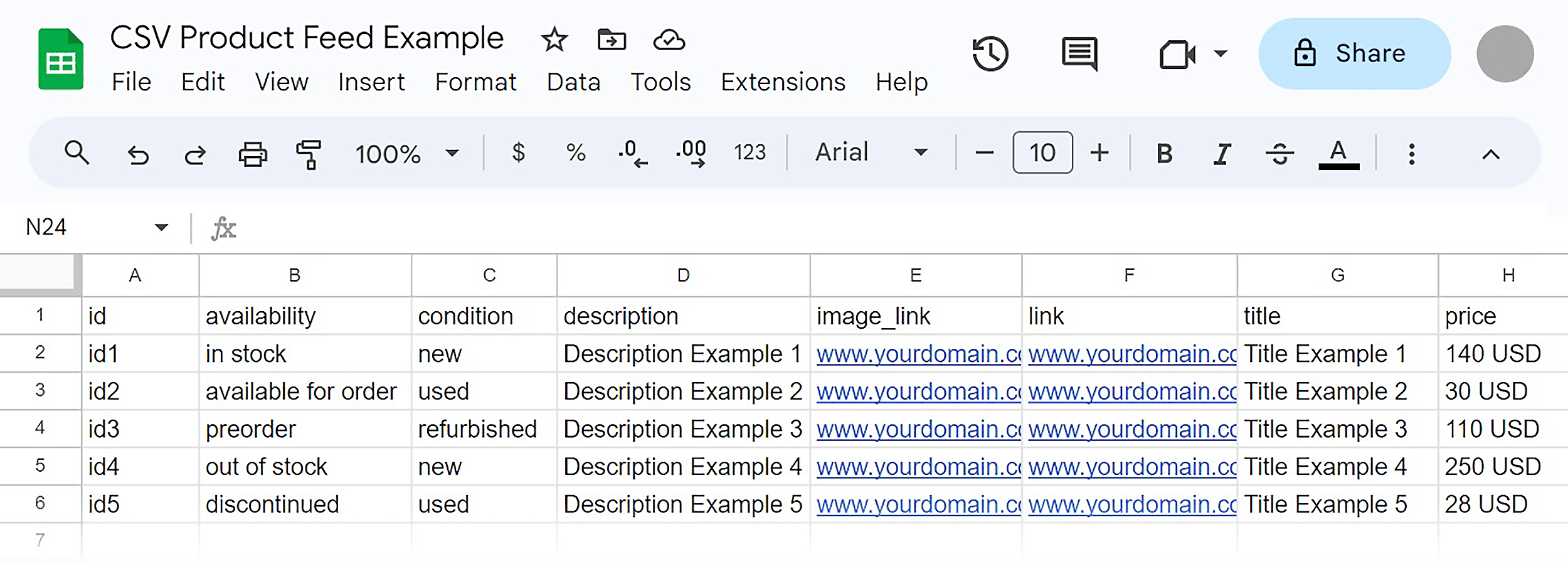 CSV – Product Feed Example