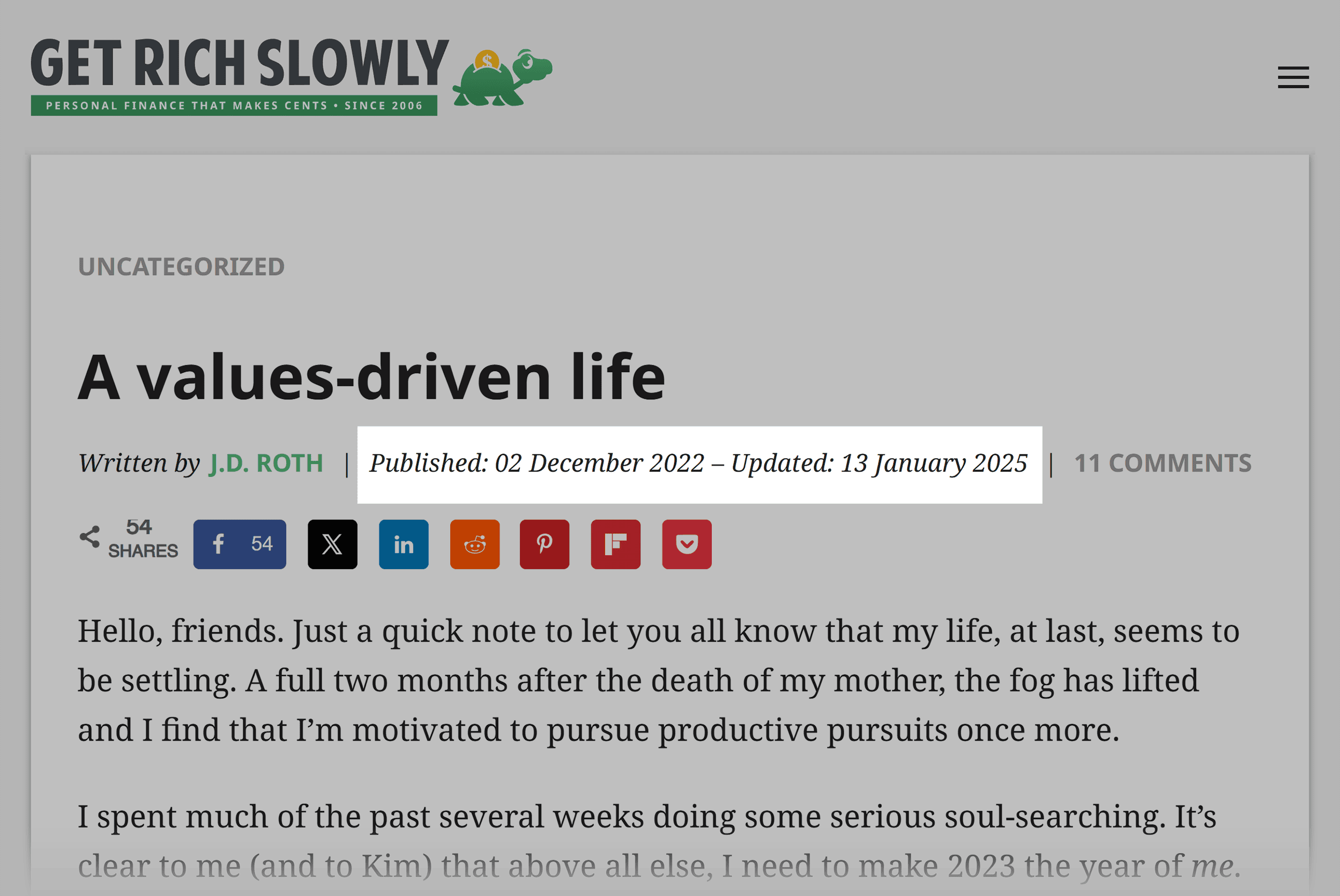 Get Rich Slowly – A values driven life