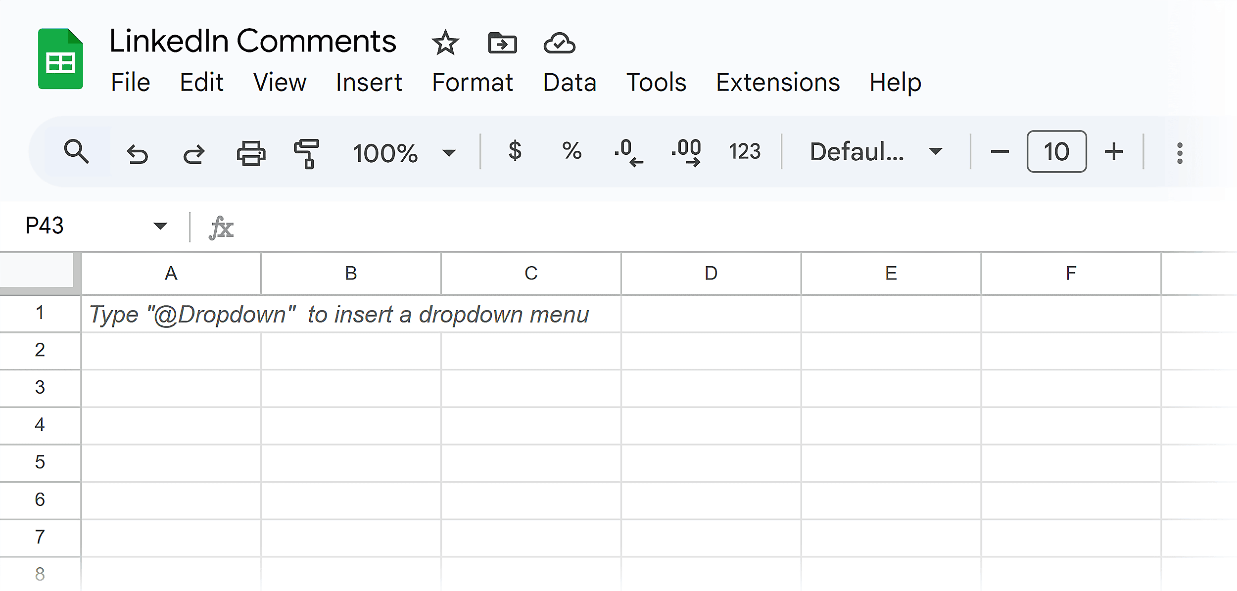 Google Sheets – LinkedIn Comments