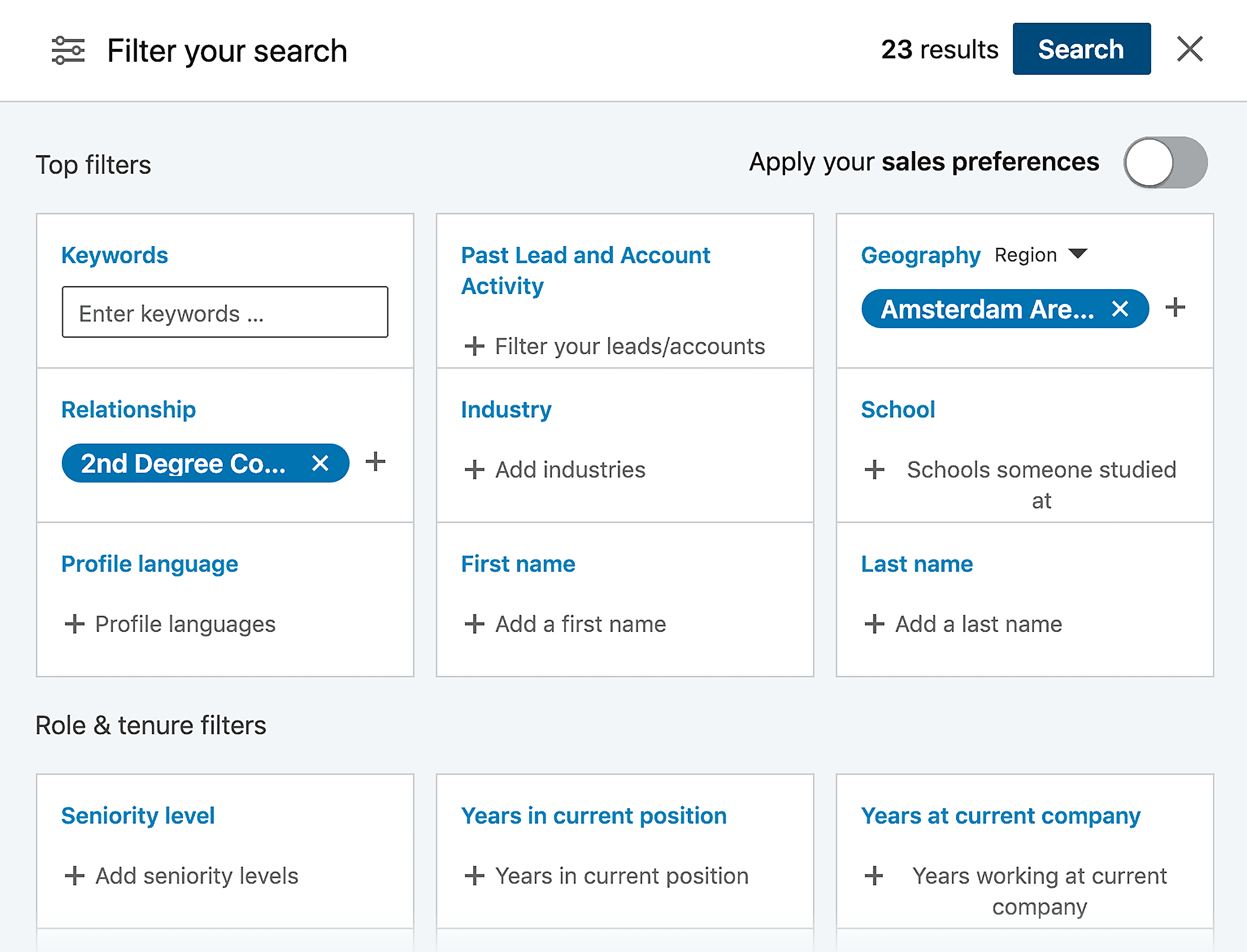LinkedIn – Filters